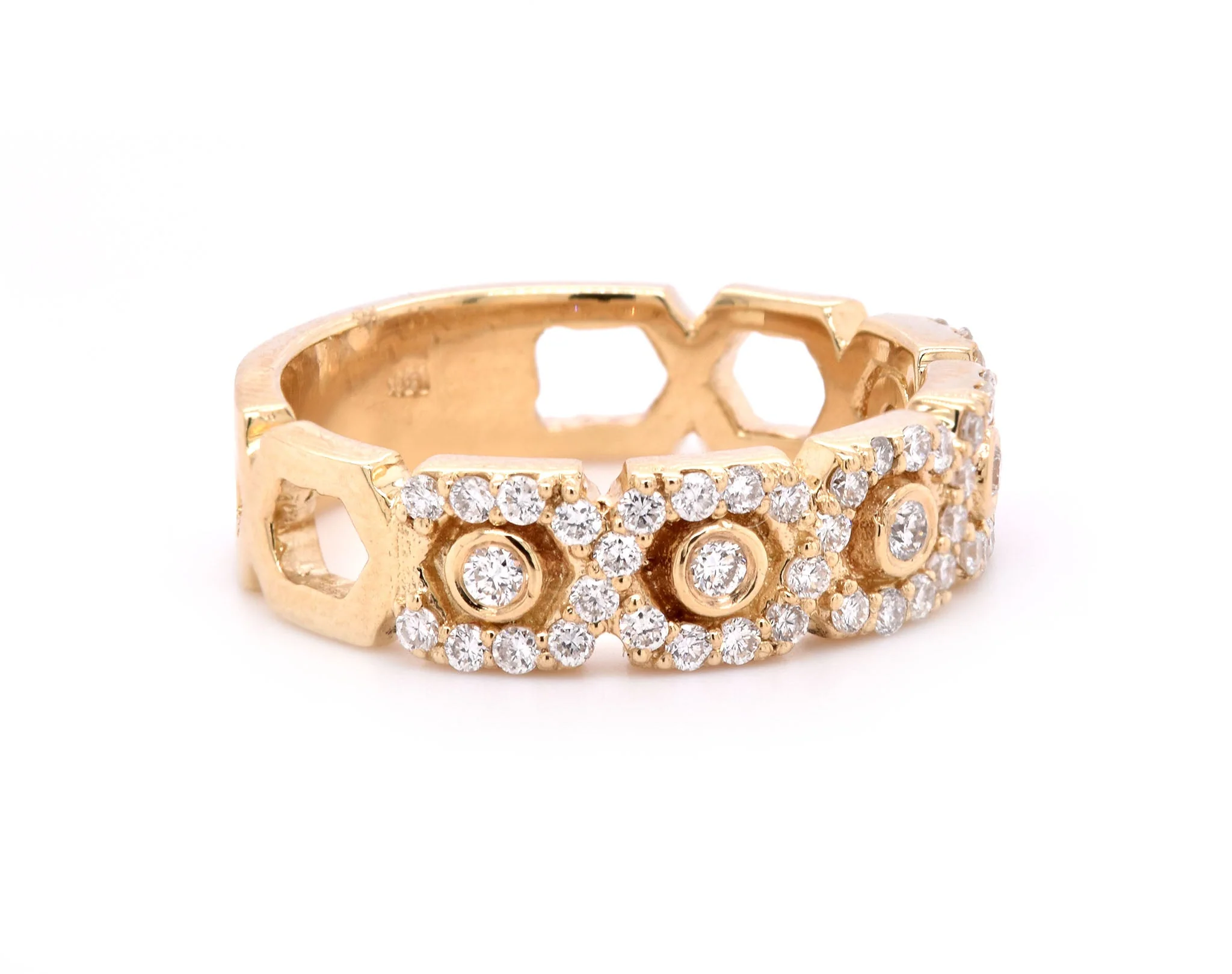 14 Karat Yellow Gold Diamond Weave Band - Image 2