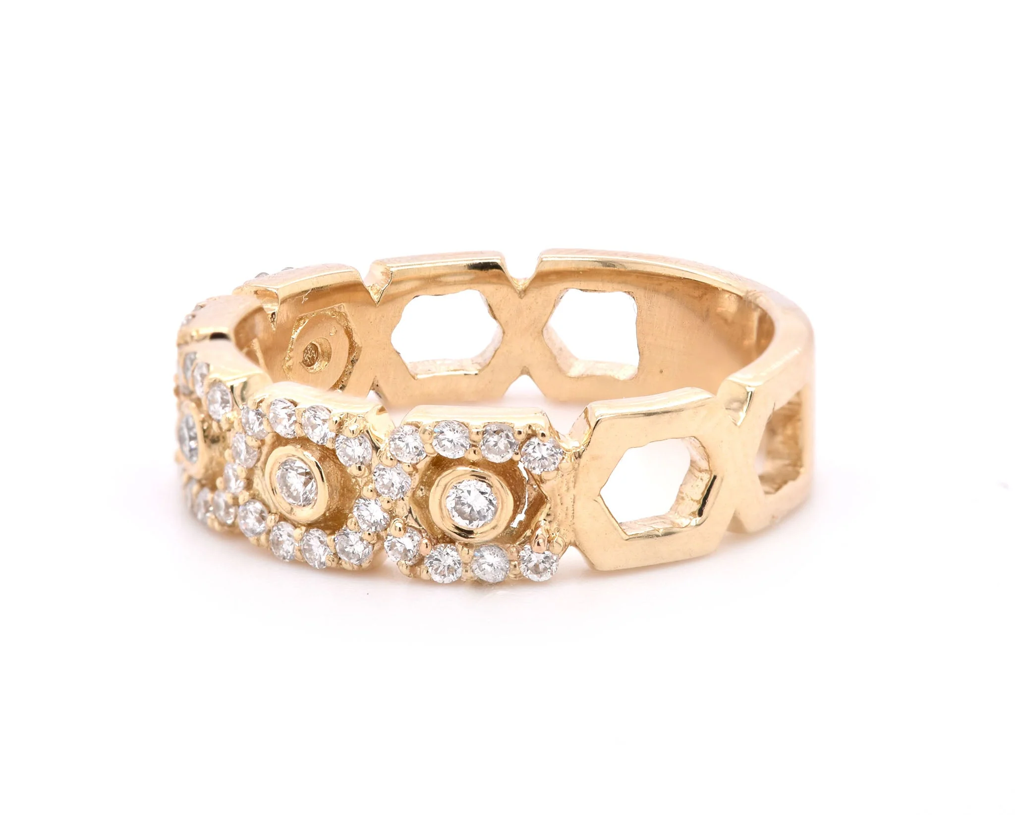 14 Karat Yellow Gold Diamond Weave Band - Image 3