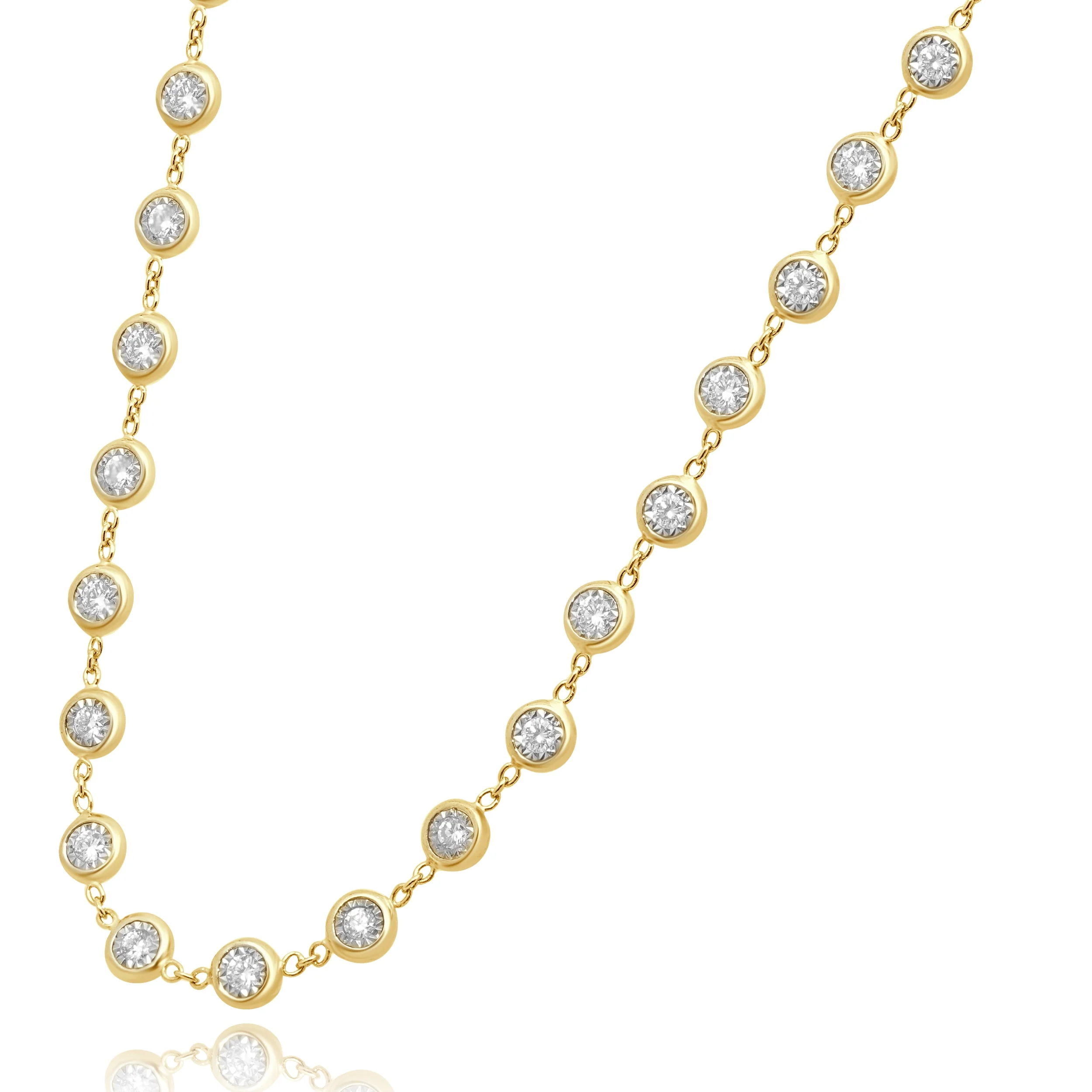 14 Karat Yellow Gold Diamonds By The Inch Necklace - Image 2
