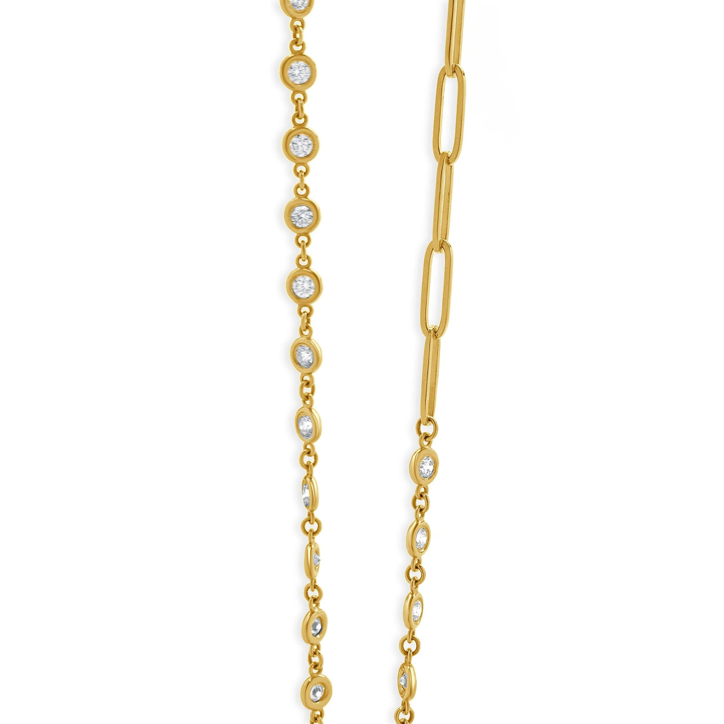 14 Karat Yellow Gold Diamonds By The Yard Paperclip Link Necklace - Image 2