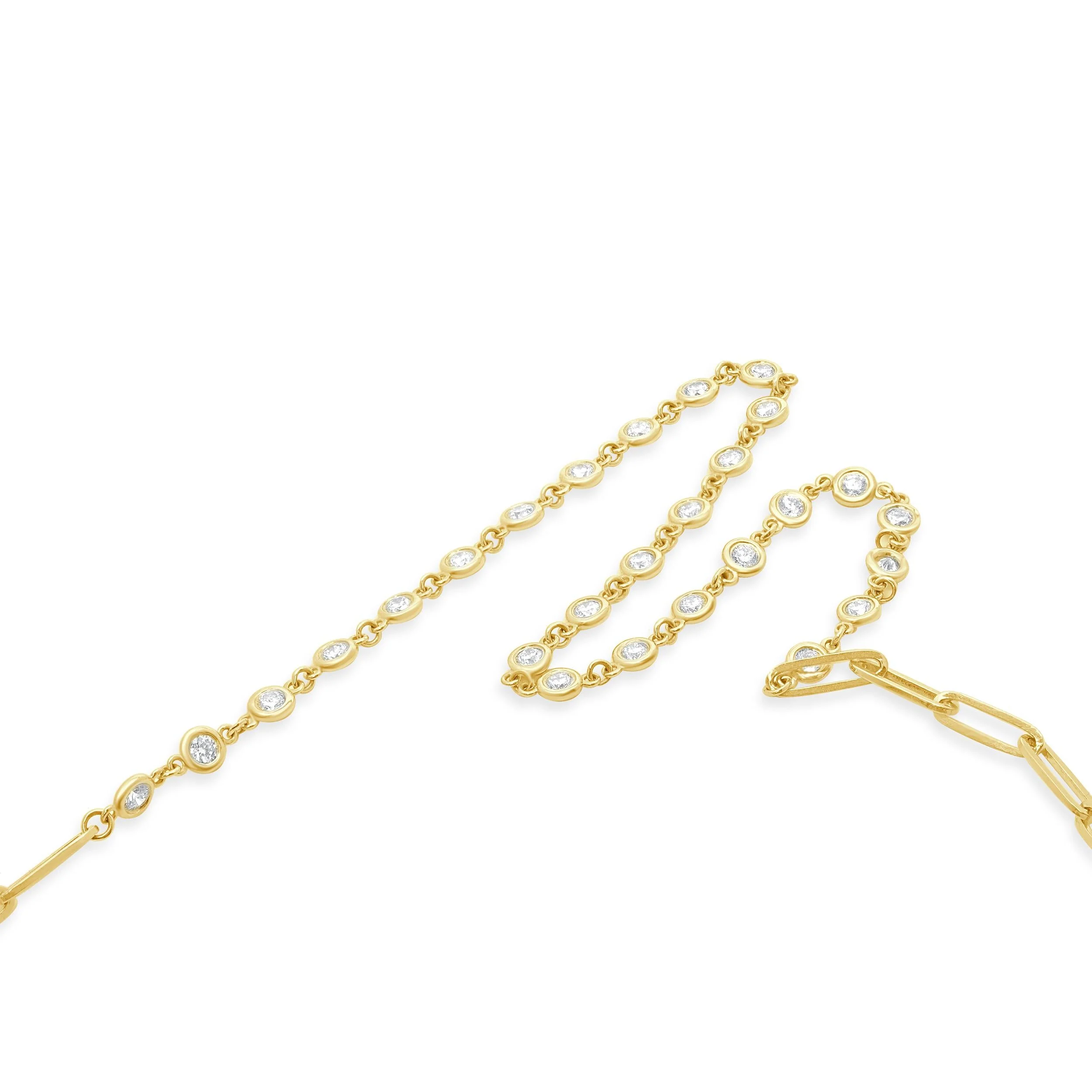 14 Karat Yellow Gold Diamonds By The Yard Paperclip Link Necklace - Image 4