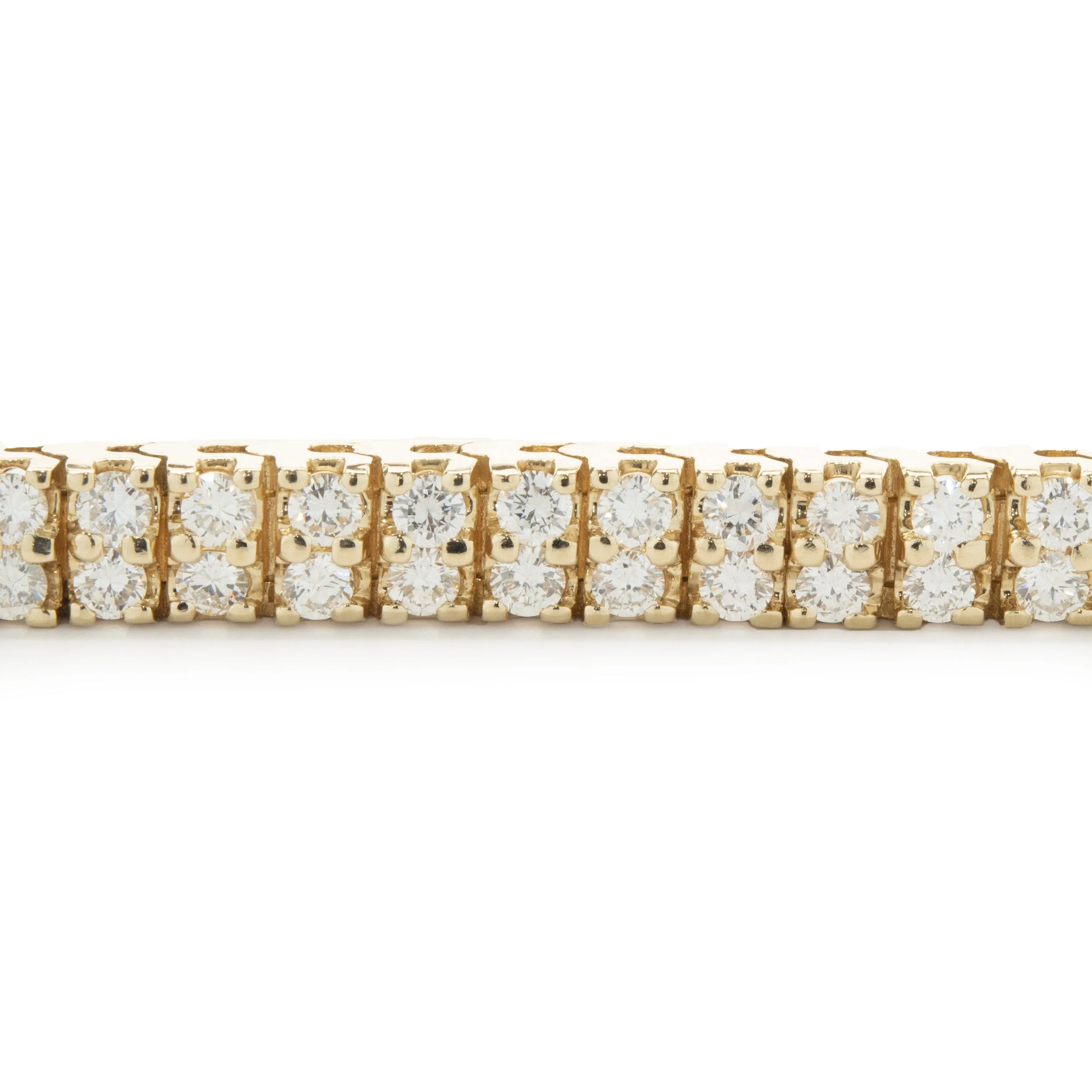 14 Karat Yellow Gold Double Row Diamond Tennis Bracelet - Image 4
