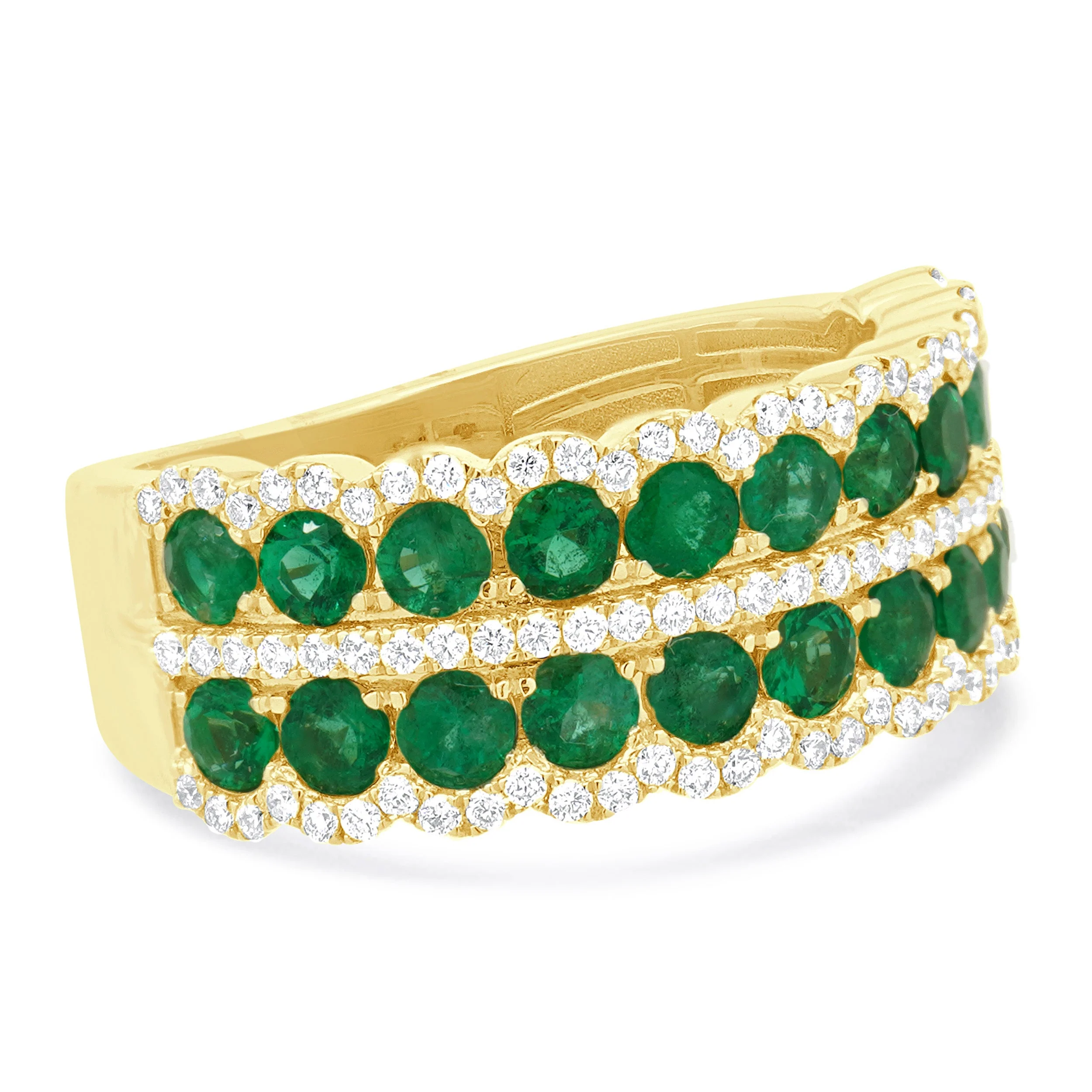 14 Karat Yellow Gold Emerald and Diamond Band - Image 4
