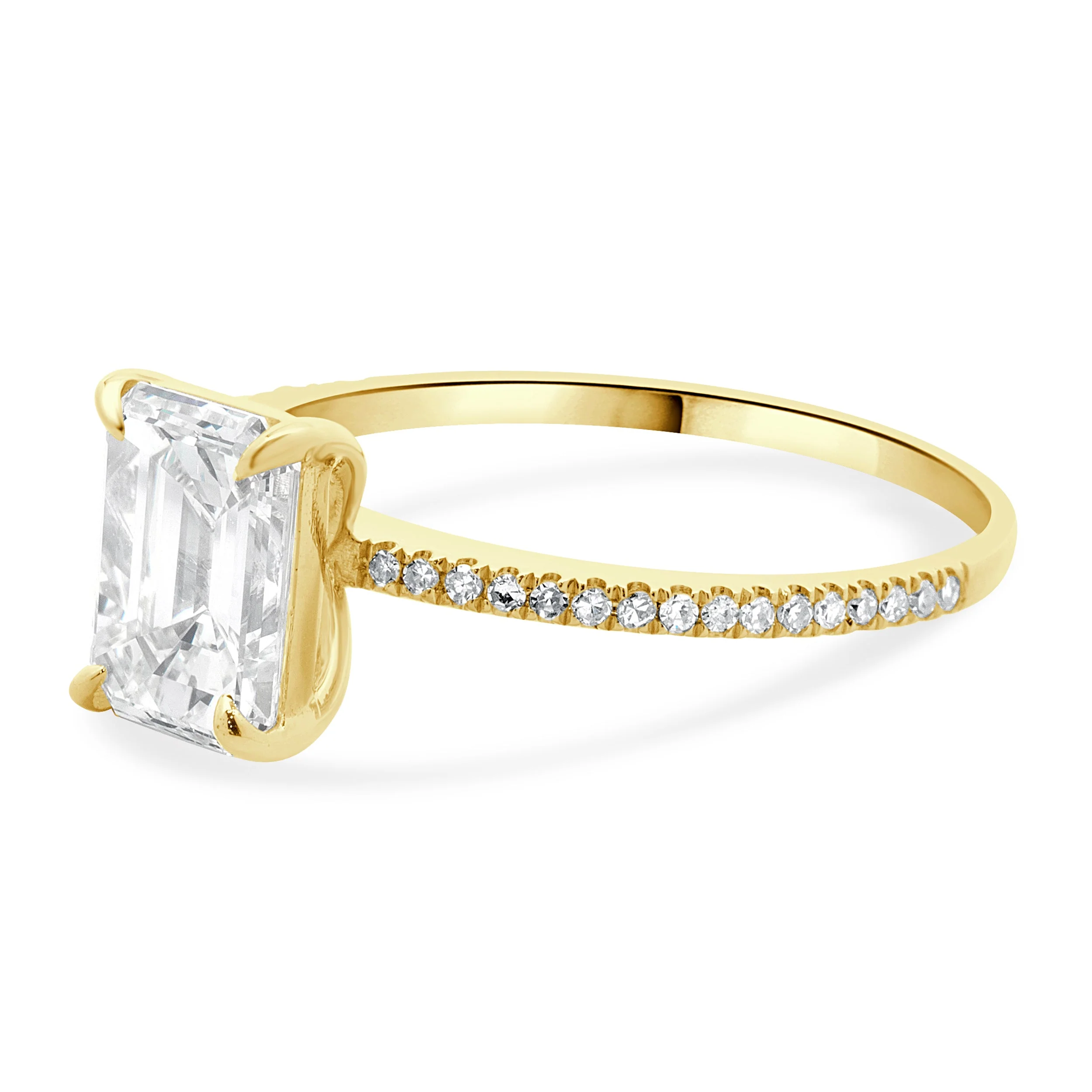 14 Karat Yellow Gold Emerald Cut Diamond Engagement Ring - Image 2