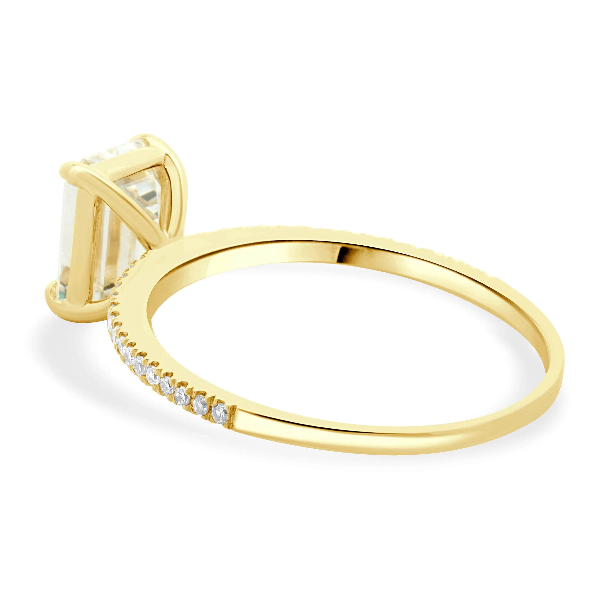 14 Karat Yellow Gold Emerald Cut Diamond Engagement Ring - Image 3
