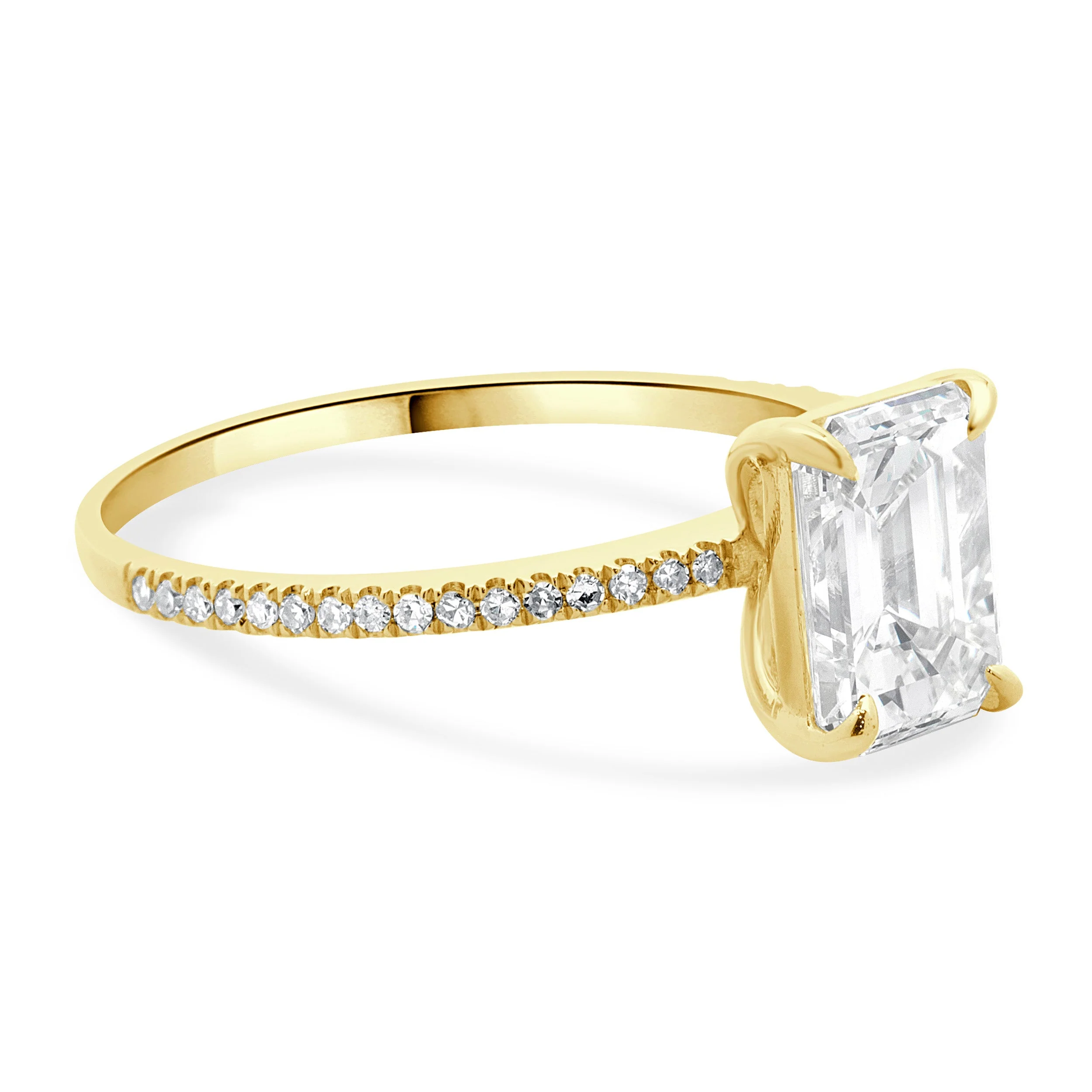 14 Karat Yellow Gold Emerald Cut Diamond Engagement Ring - Image 4