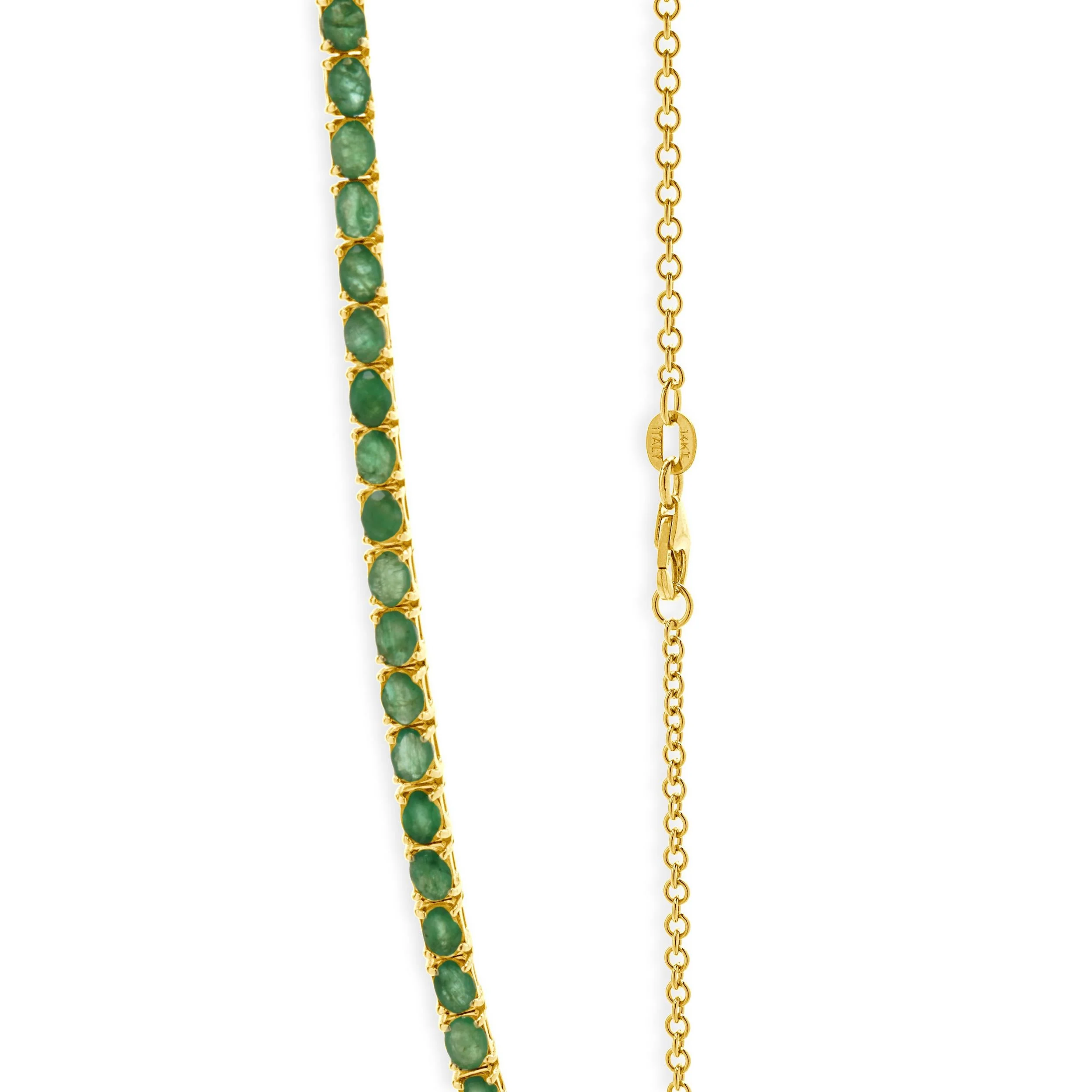 14 Karat Yellow Gold Emerald Inline Necklace - Image 3