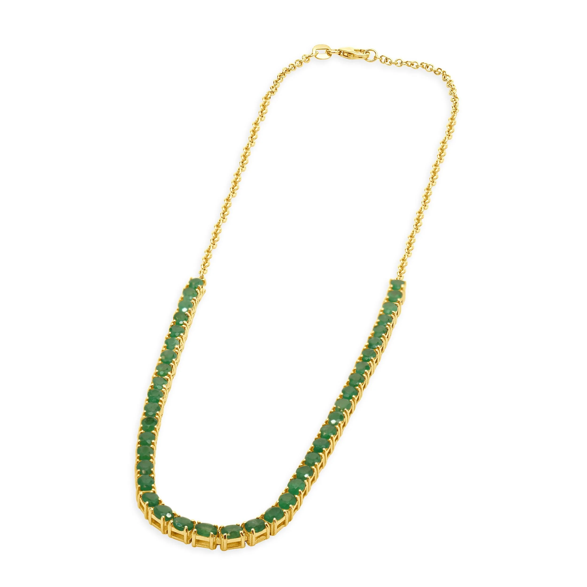 14 Karat Yellow Gold Emerald Inline Necklace - Image 4