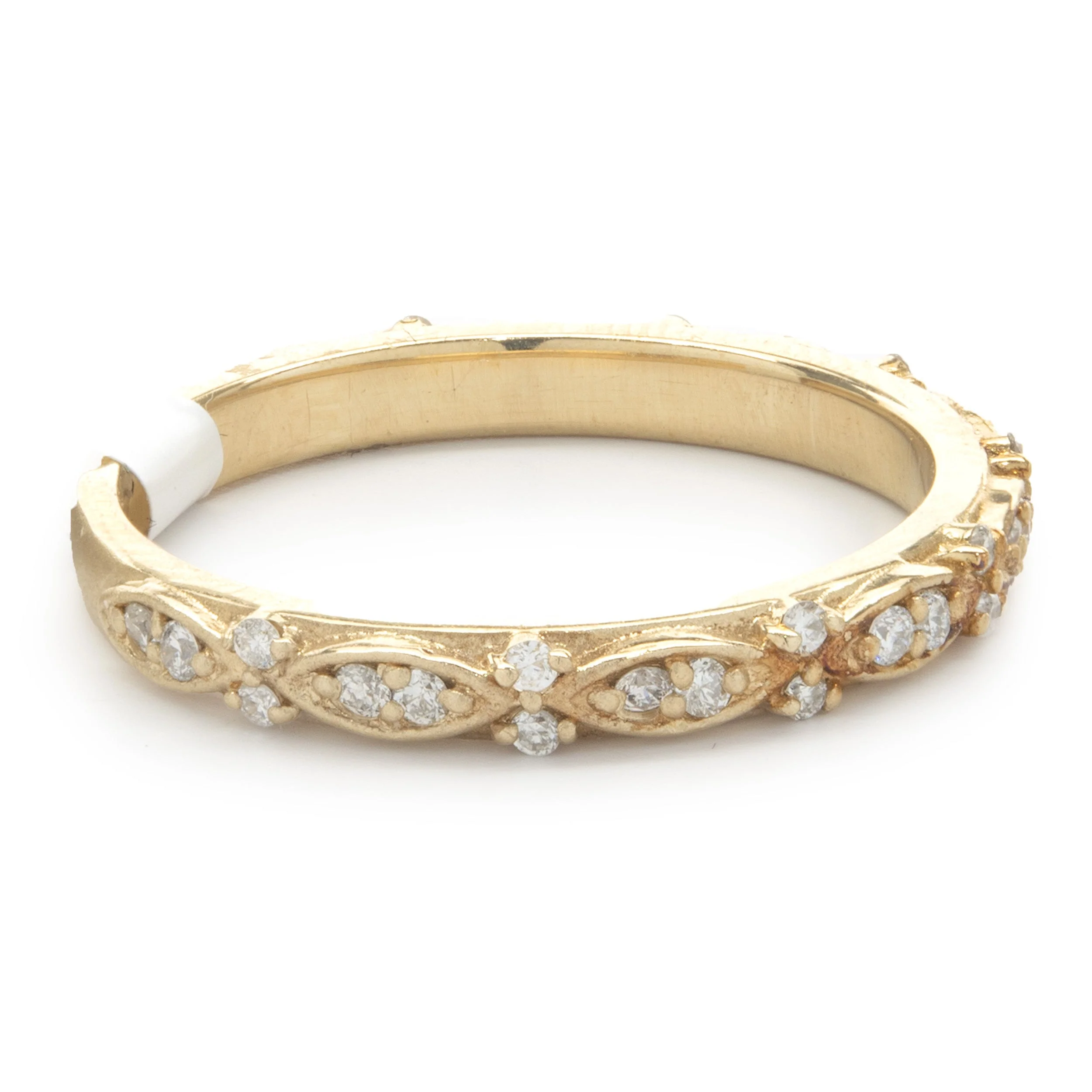 14 Karat Yellow Gold Filigree Diamond Band - Image 2