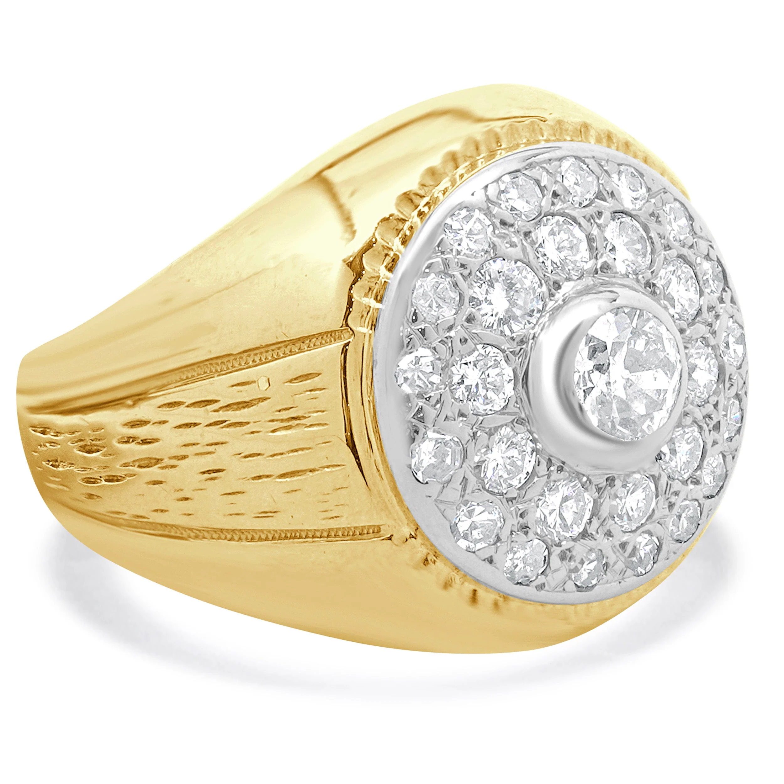 14 Karat Yellow Gold Gents Vintage Diamond Cluster Ring - Image 4