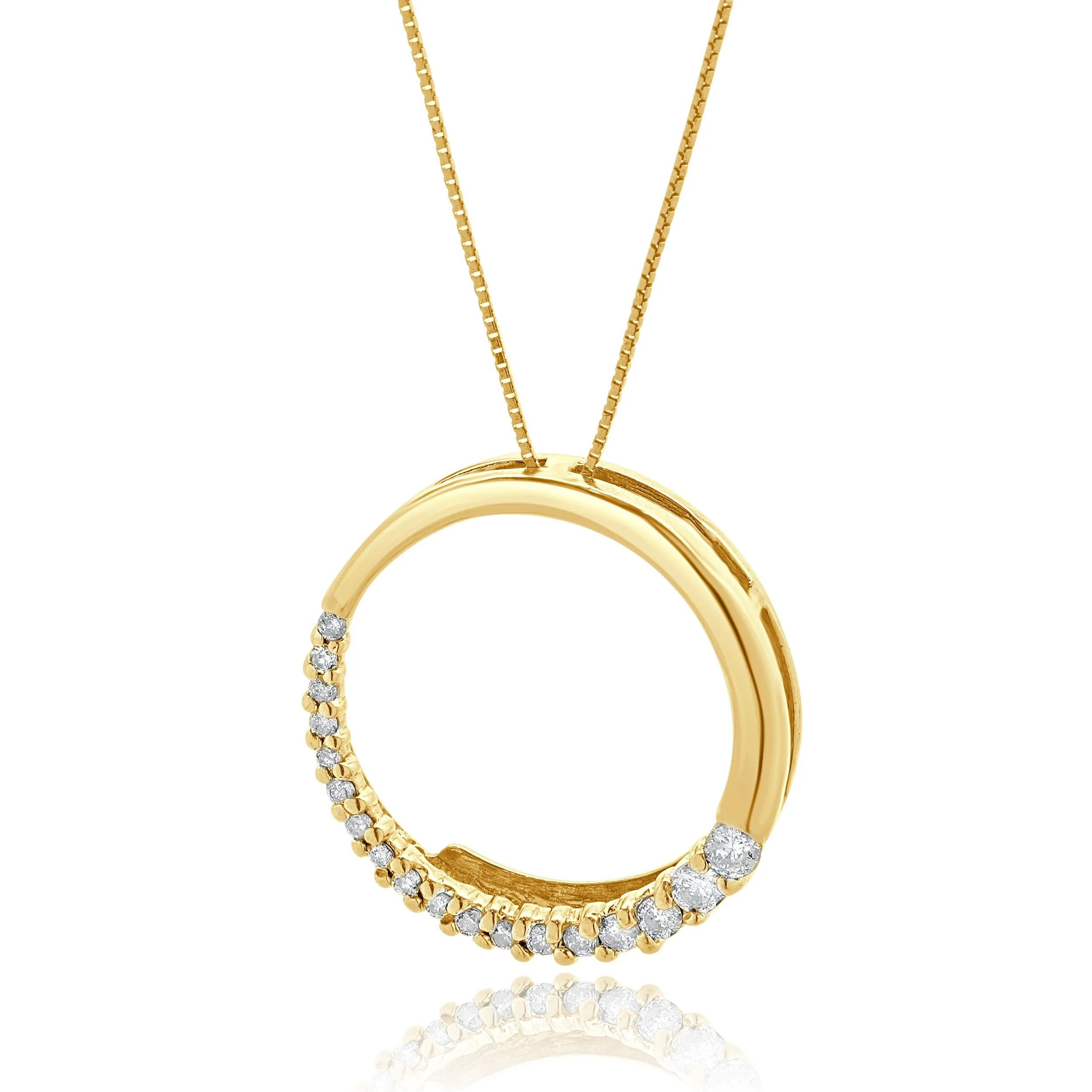 14 Karat Yellow Gold Graduated Diamond Half Circle Necklace