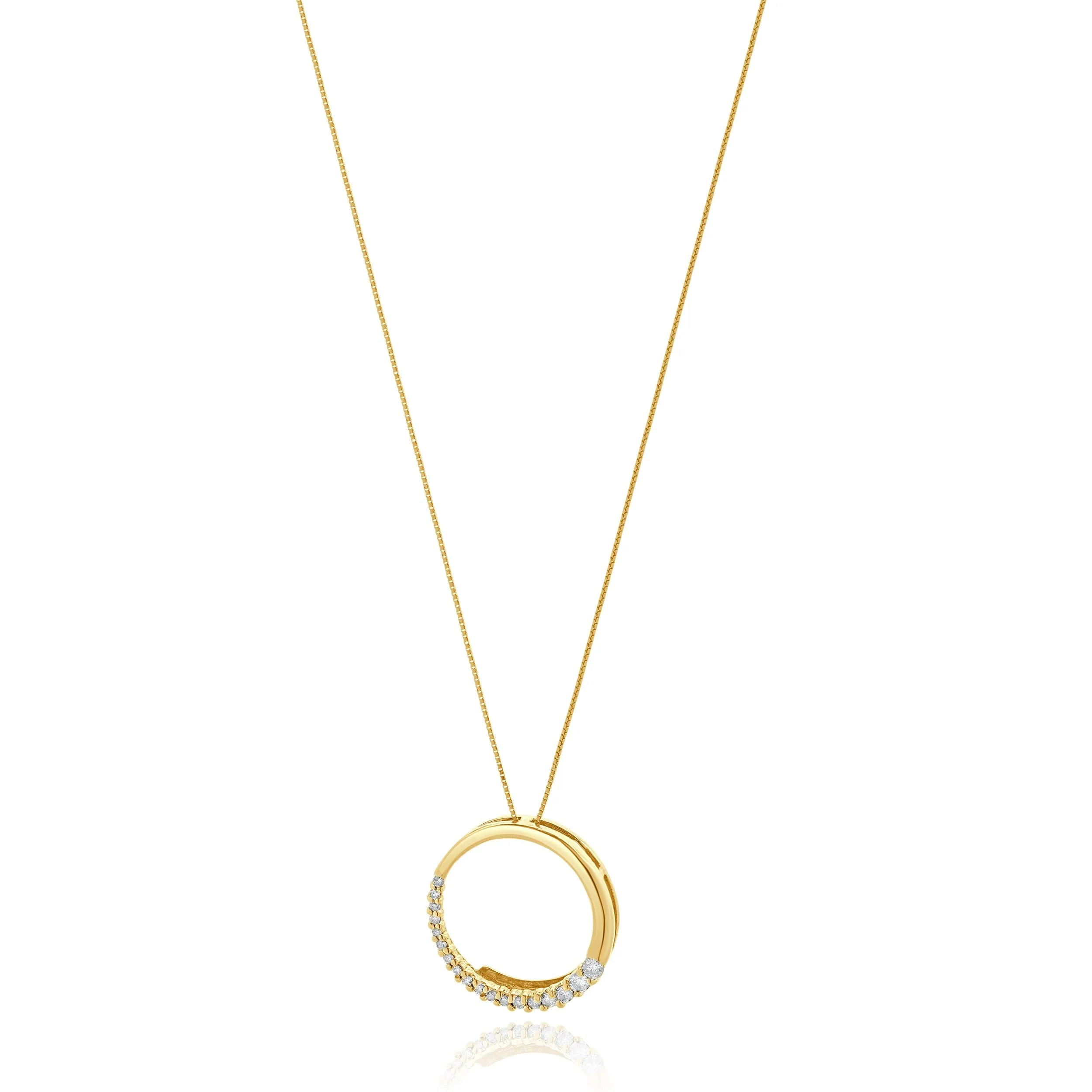 14 Karat Yellow Gold Graduated Diamond Half Circle Necklace - Image 2