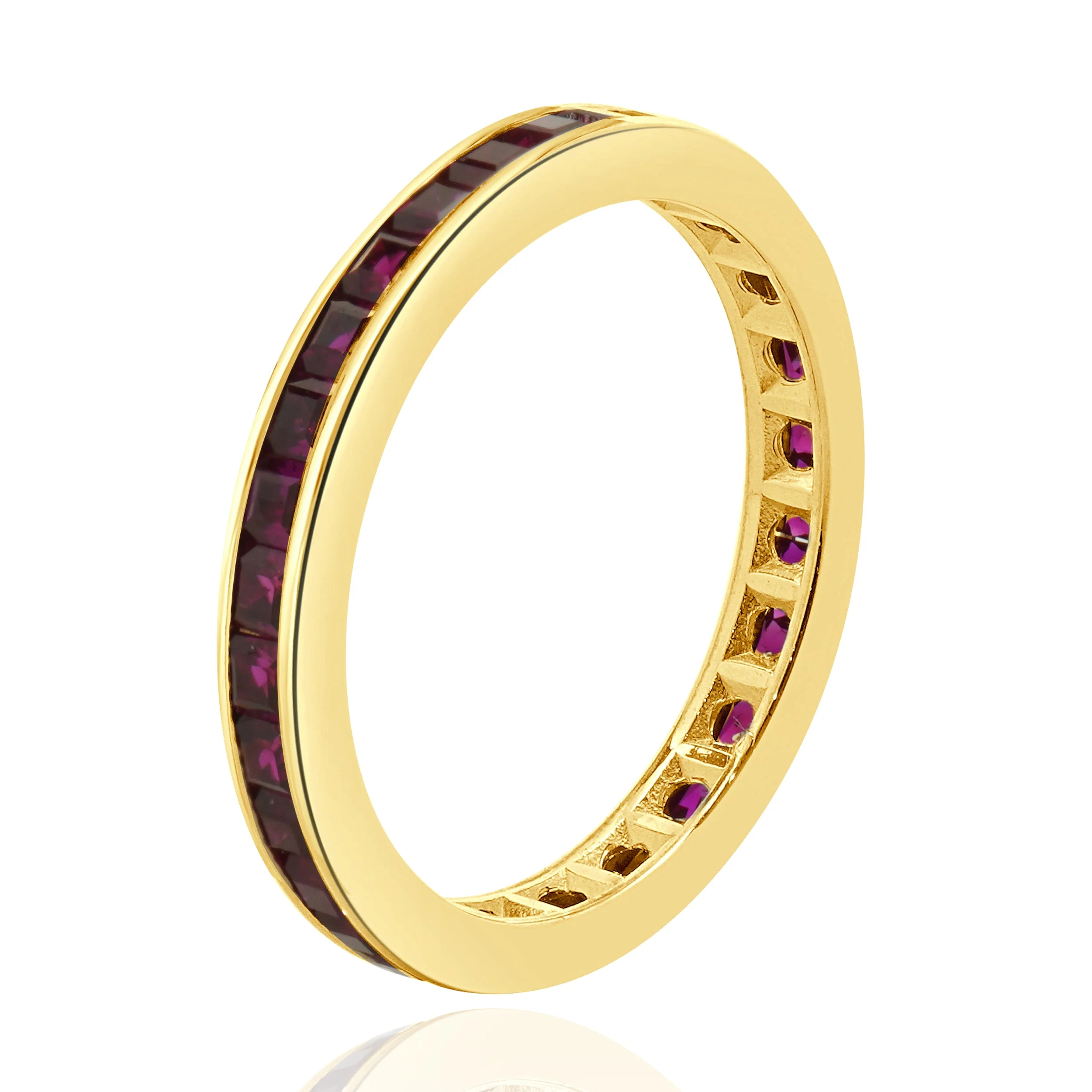 14 Karat Yellow Gold Lab Grown Ruby Eternity Band - Image 2