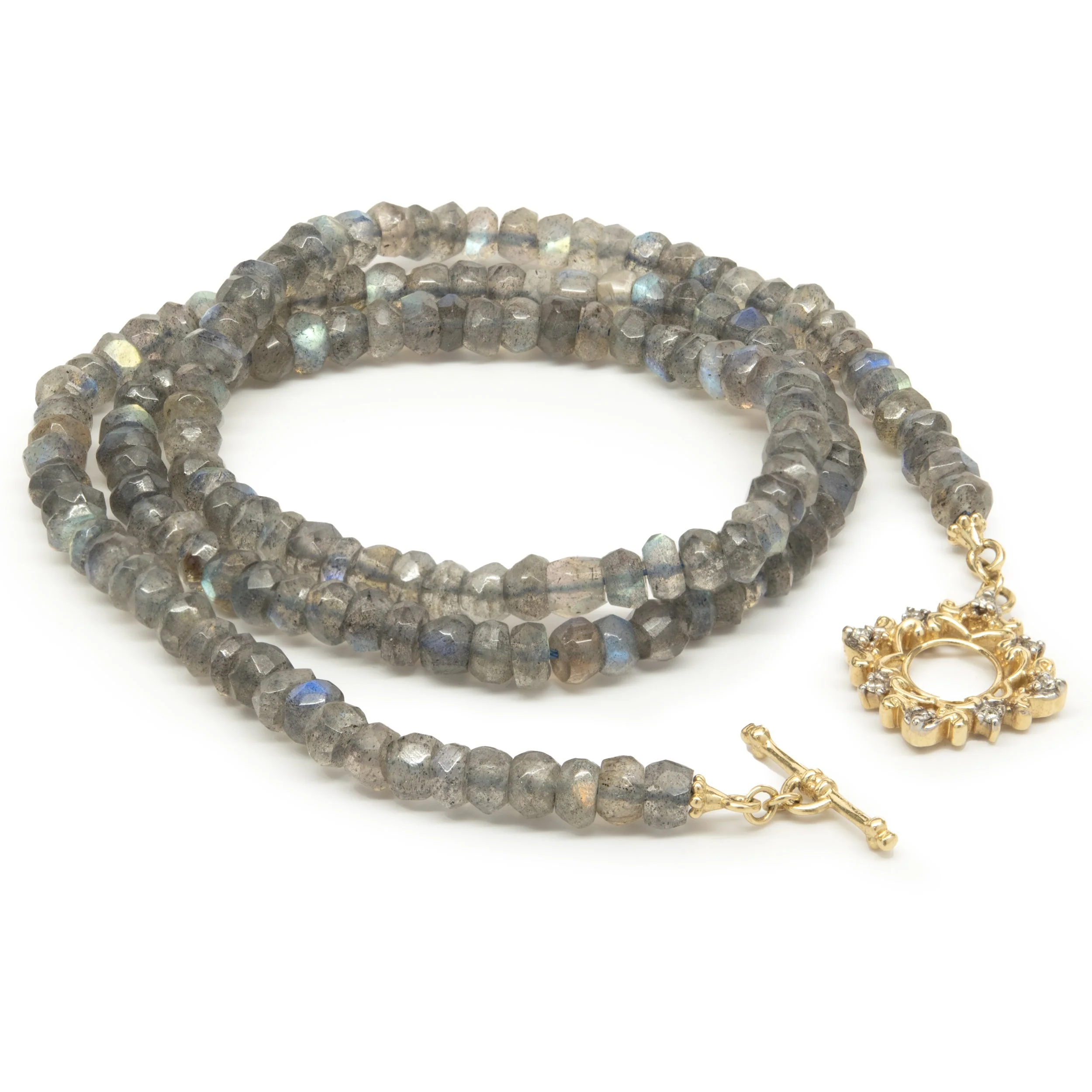 14 Karat Yellow Gold Labradorite Beaded Necklace - Image 3