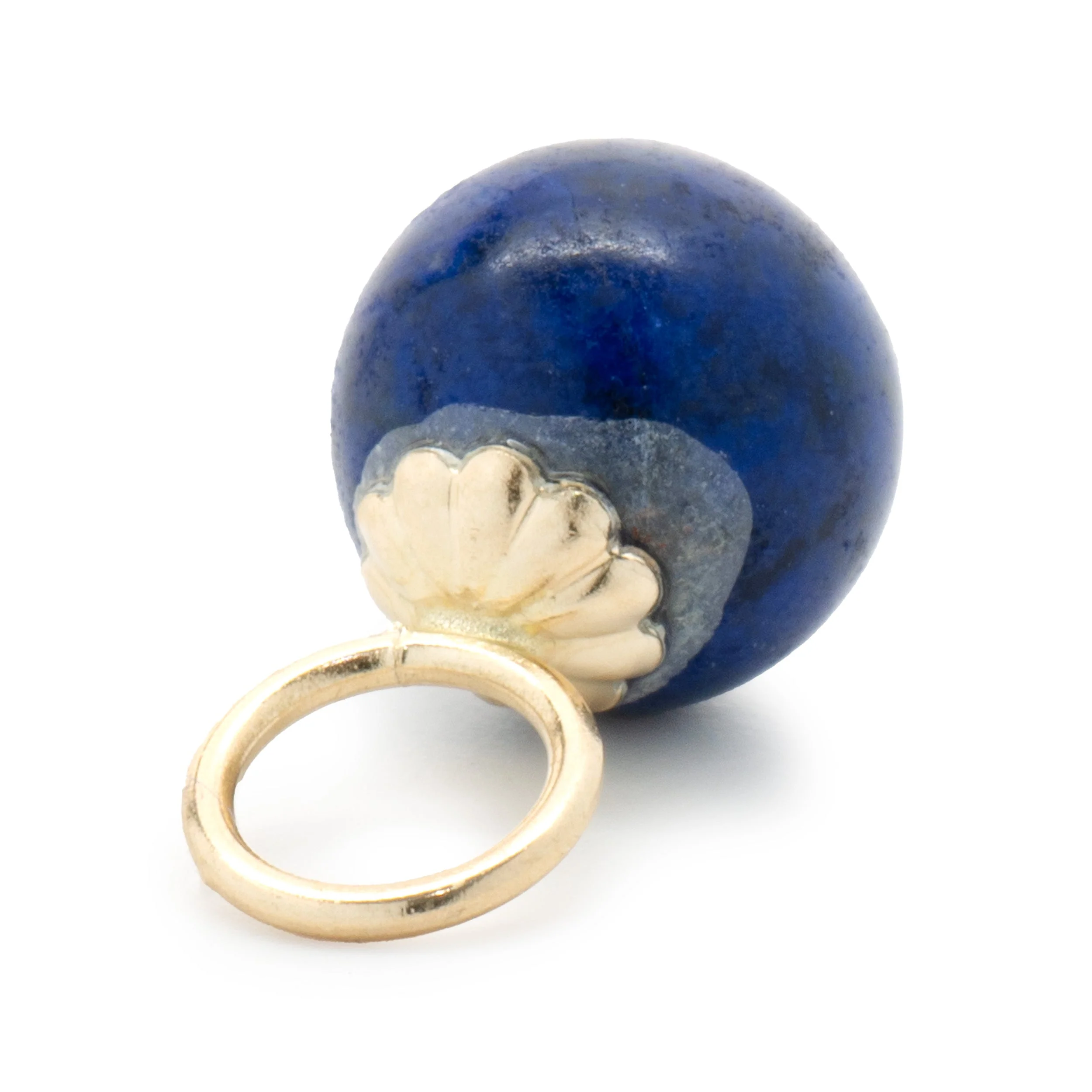 14 Karat Yellow Gold Lapis Earring Charms - Image 2