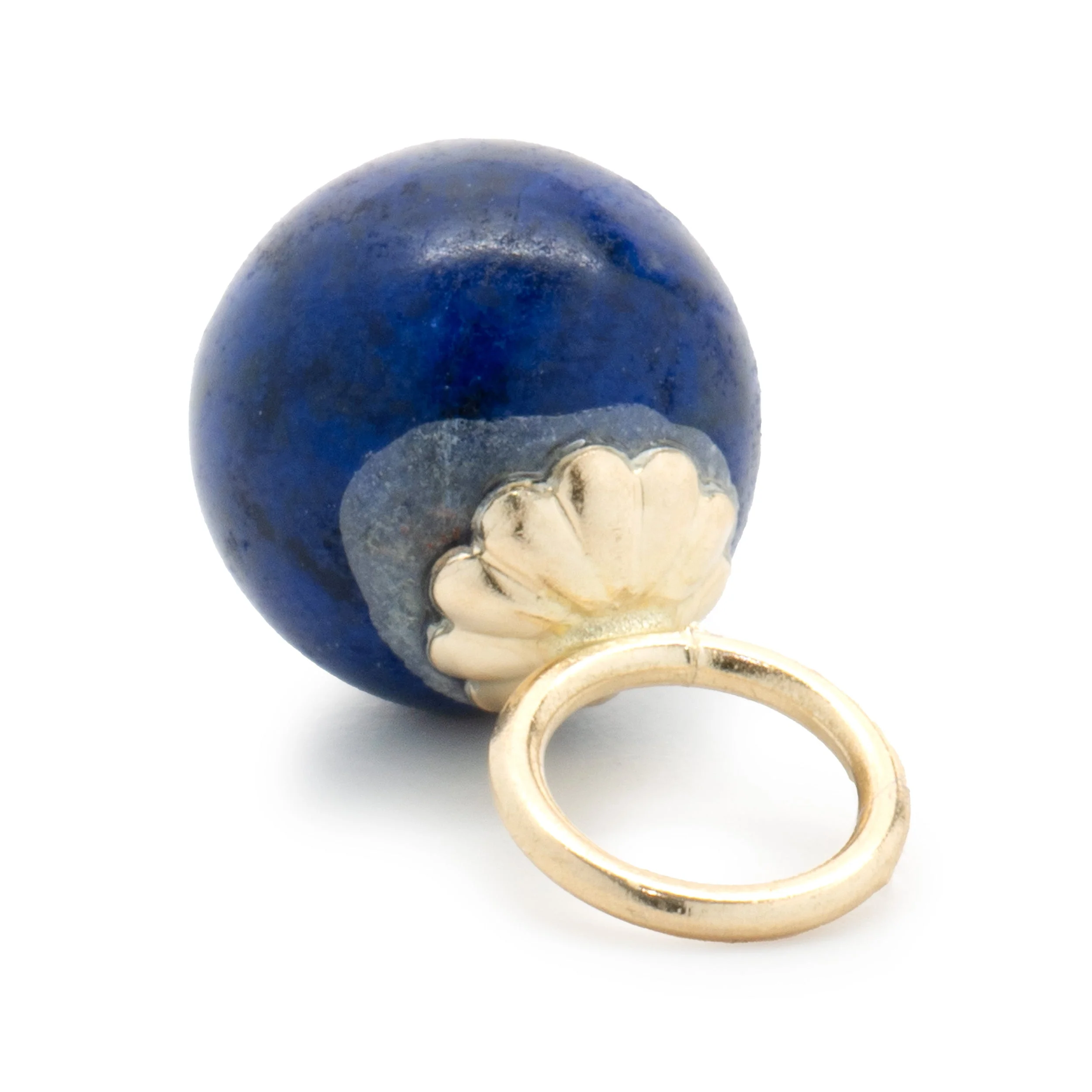14 Karat Yellow Gold Lapis Earring Charms - Image 4