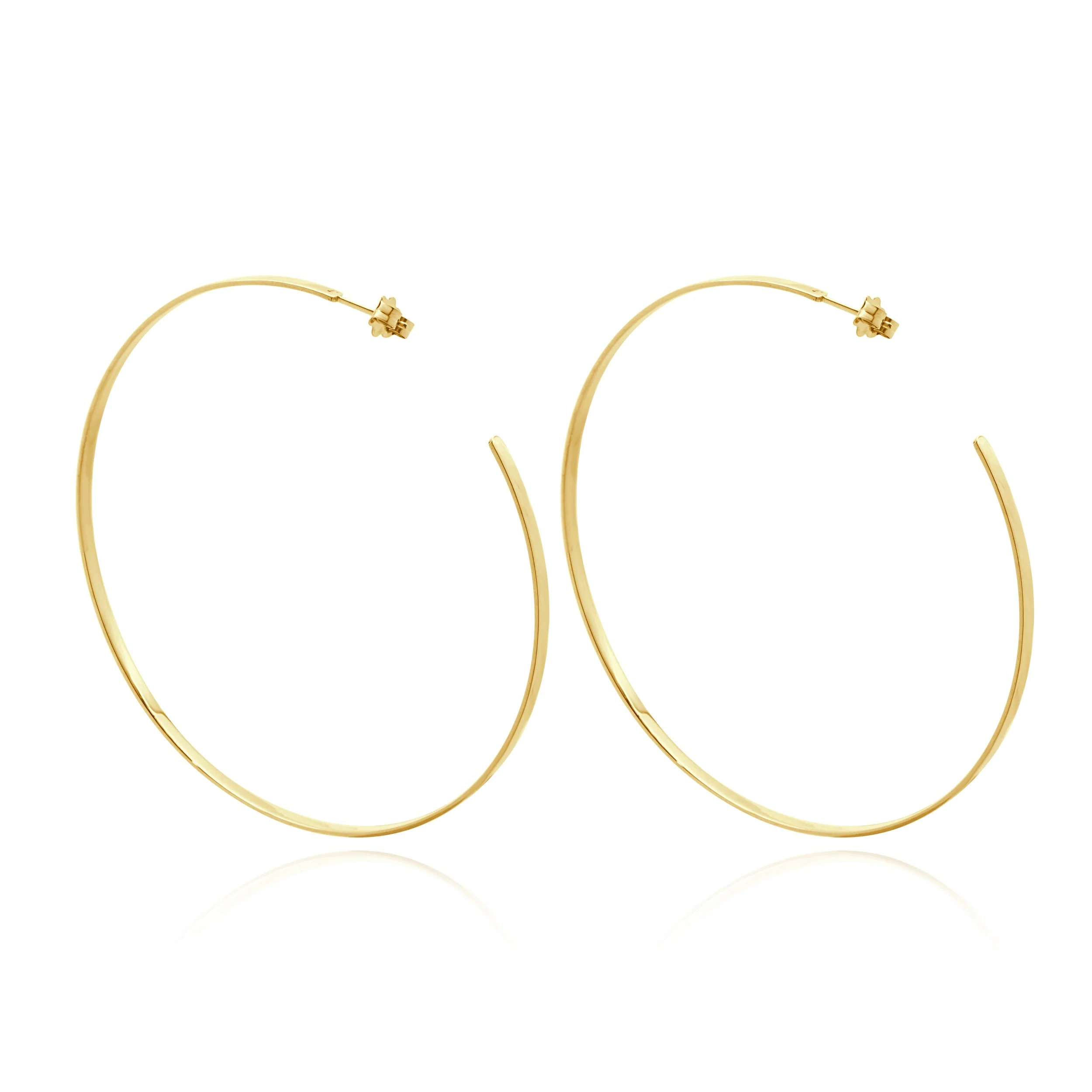 14 Karat Yellow Gold Large Sunrise Hoop Earrings - Image 2