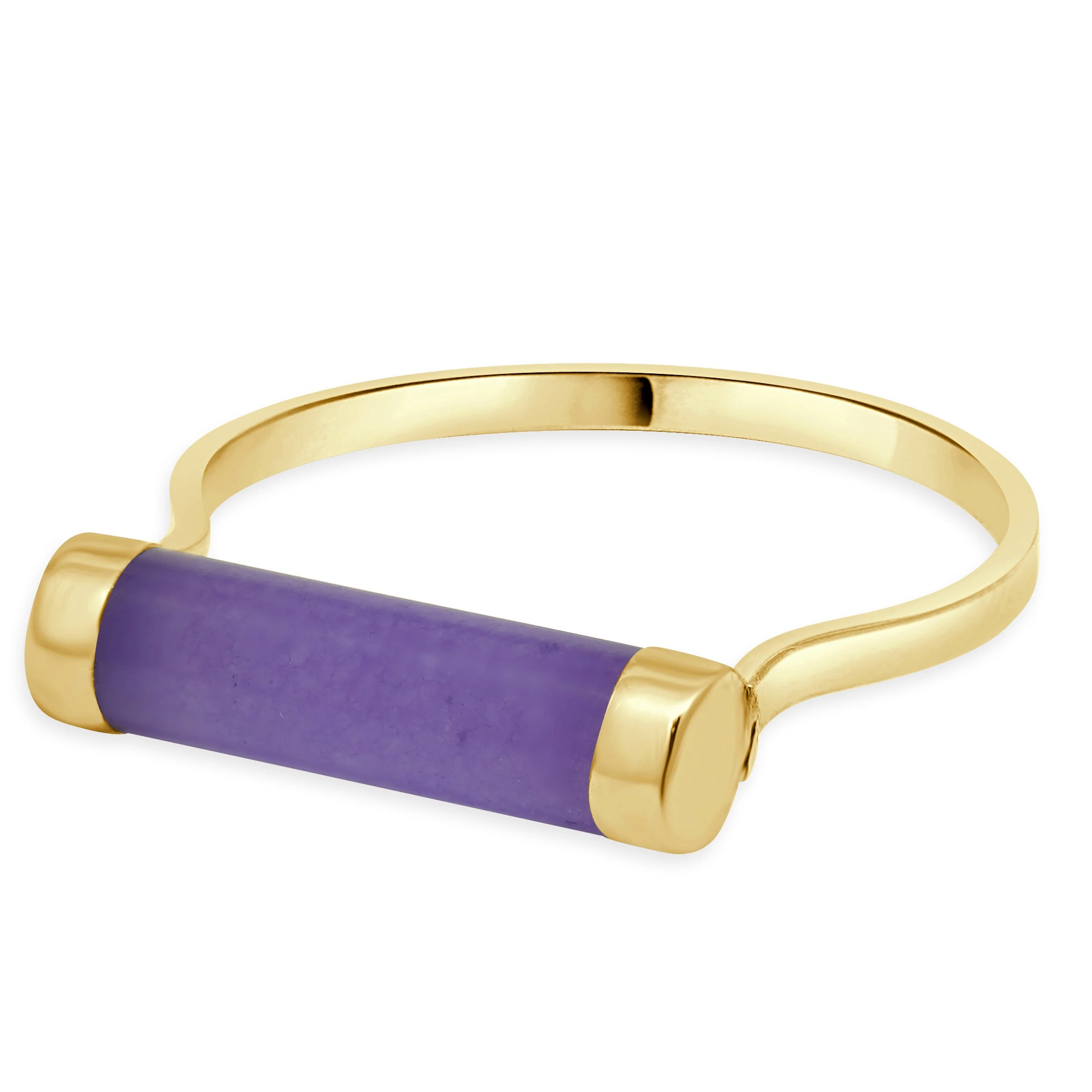 14 Karat Yellow Gold Lavendar Jade Bar Ring - Image 2
