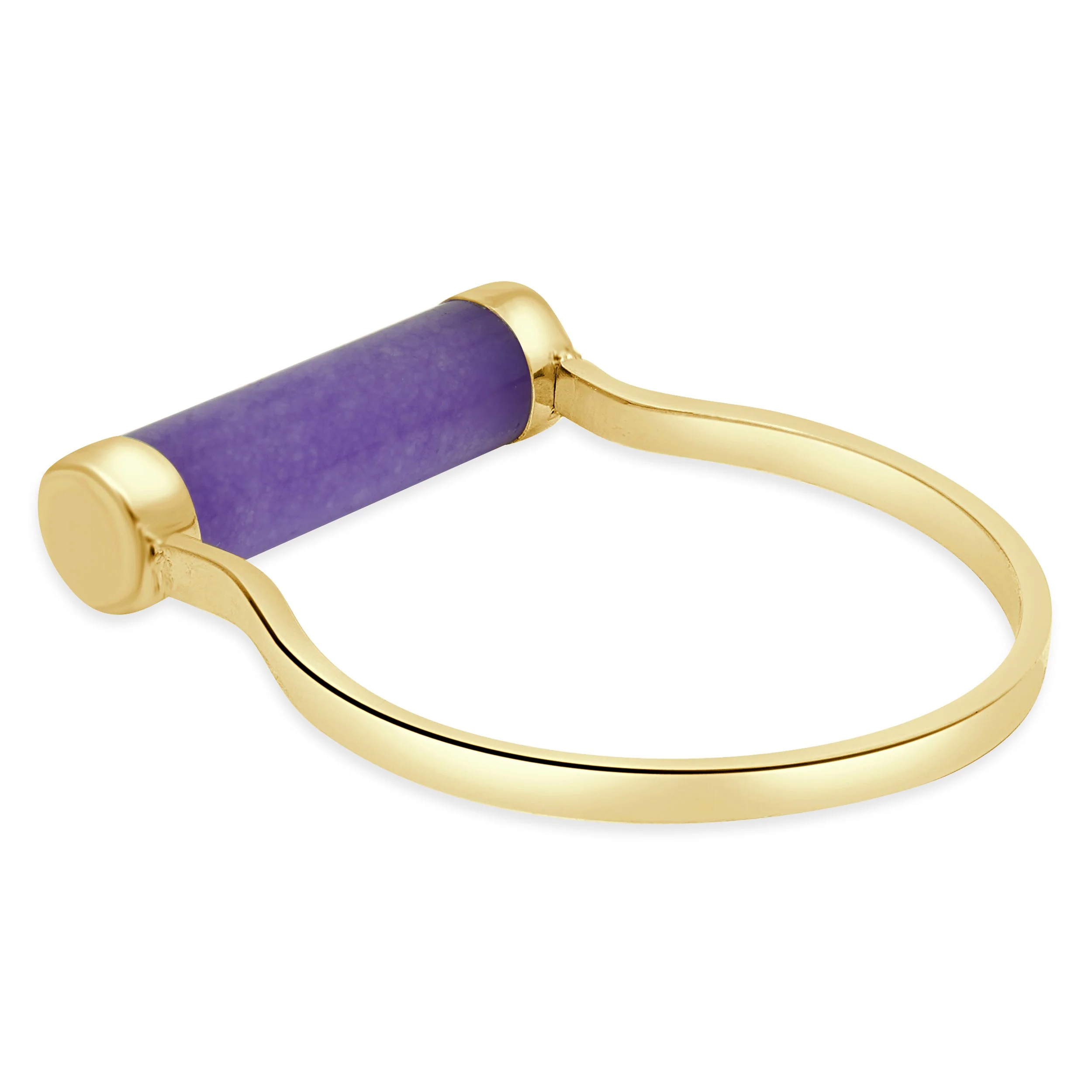 14 Karat Yellow Gold Lavendar Jade Bar Ring - Image 3