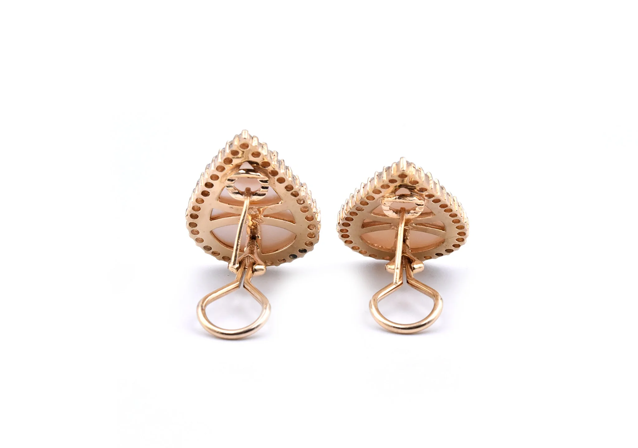14 Karat Yellow Gold Mabe Pearl and Diamond Pear Shaped Earrings - Image 4