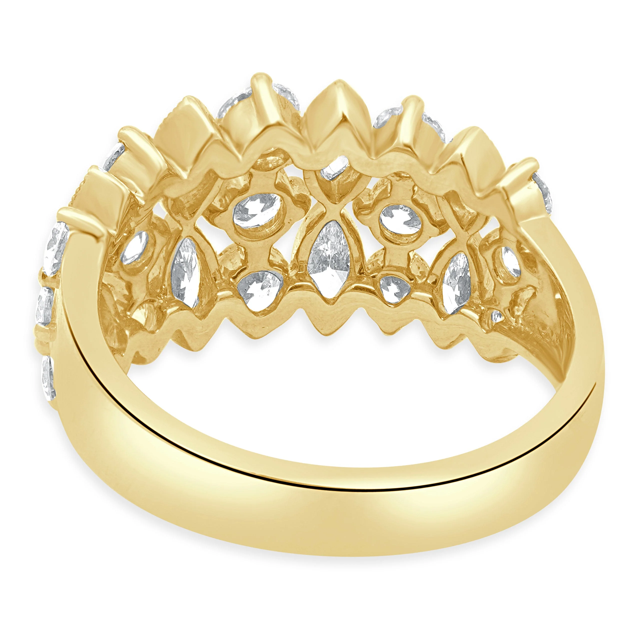 14 Karat Yellow Gold Marquise Cut and Round Diamond Ring - Image 3