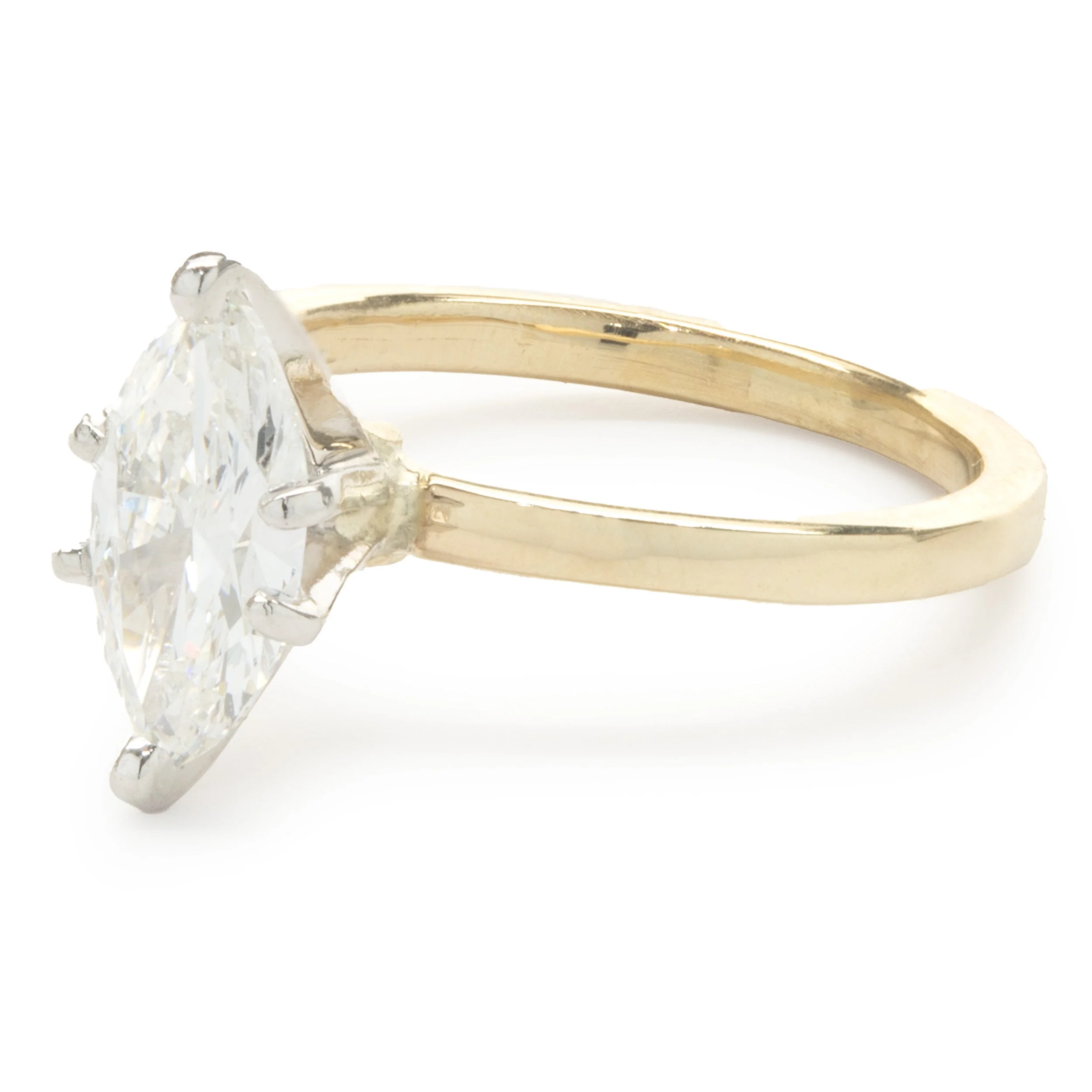 14 Karat Yellow Gold Marquise Cut Diamond Engagement Ring - Image 4