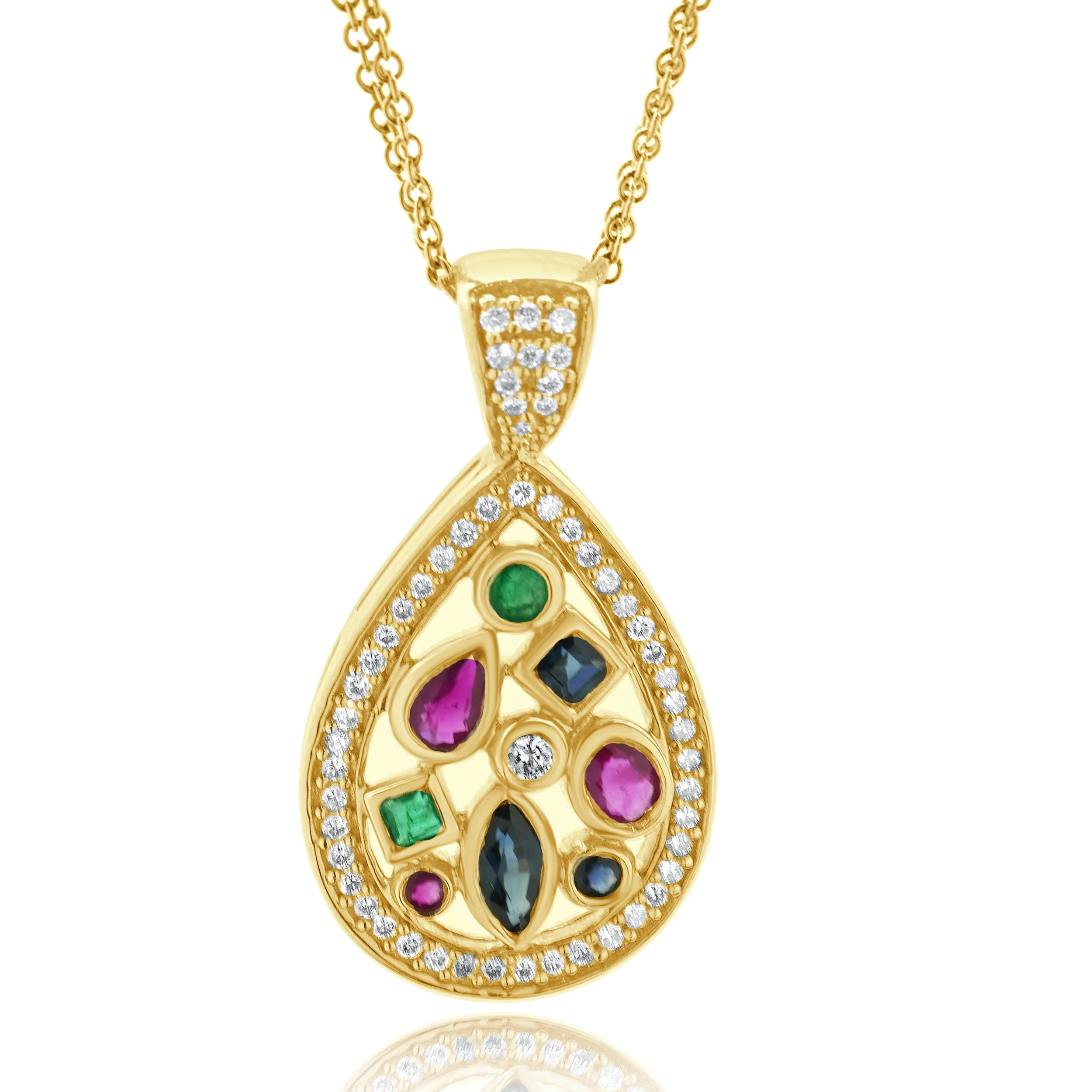 14 Karat Yellow Gold Multi-Stone & Diamond Necklace - Image 2