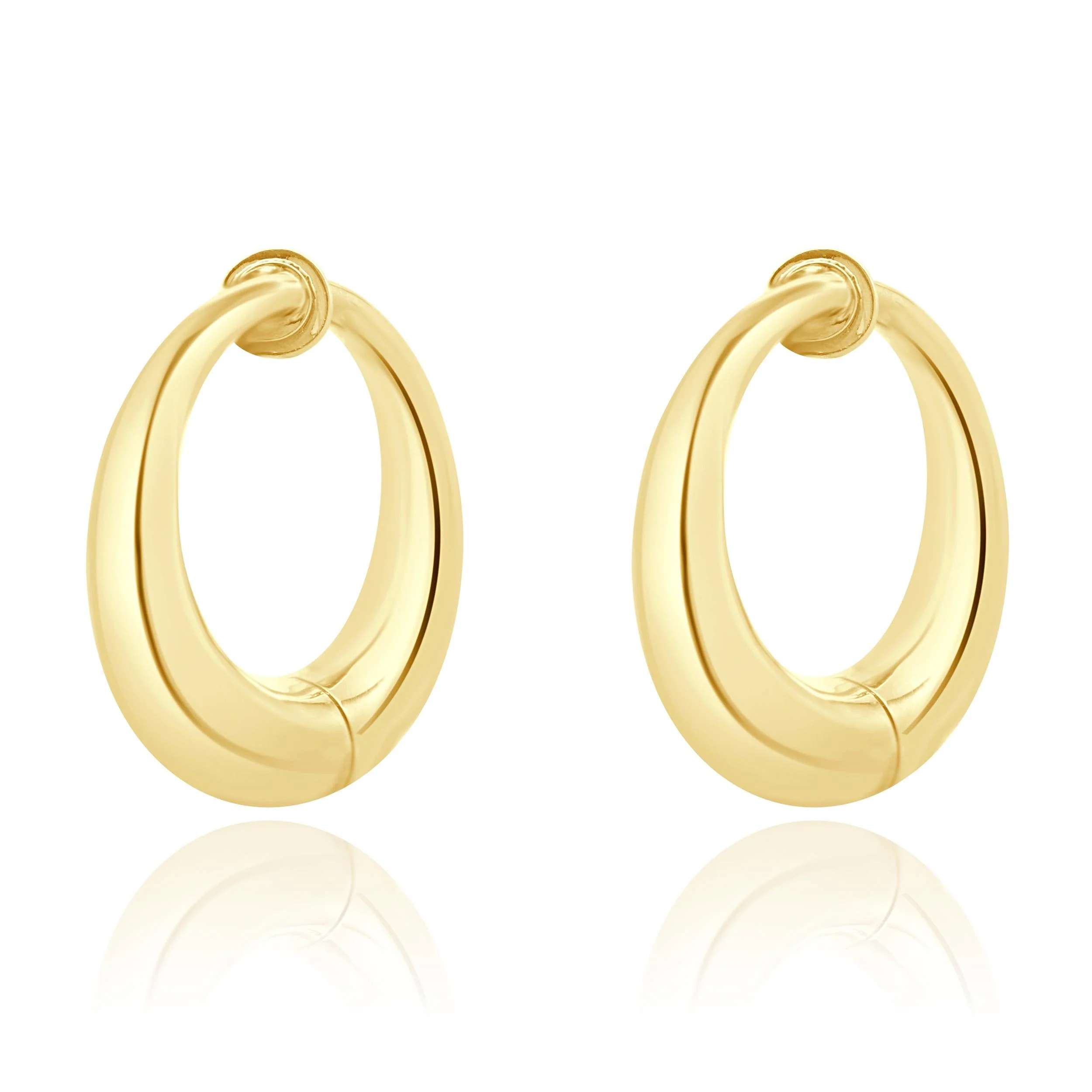 14 Karat Yellow Gold Non Pierced Spring Loaded Hoop Earrings