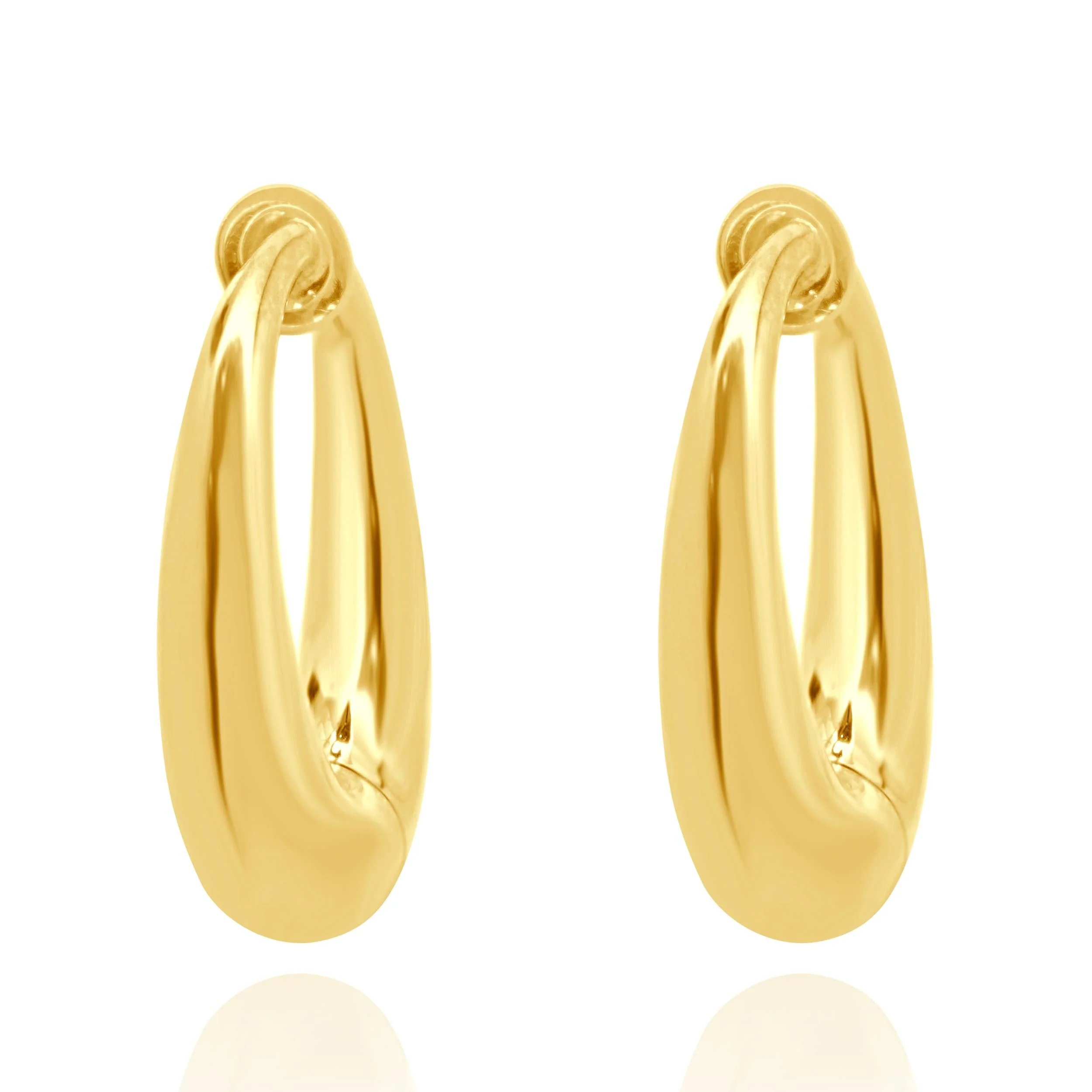 14 Karat Yellow Gold Non Pierced Spring Loaded Hoop Earrings - Image 2