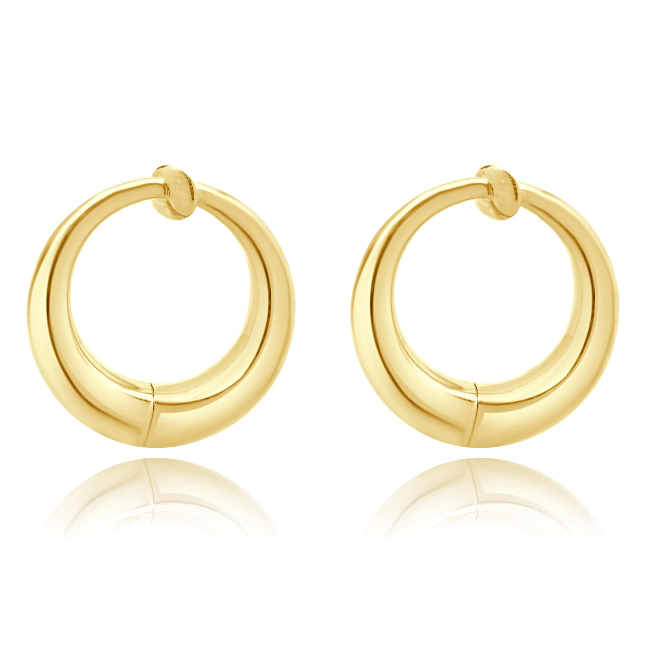 14 Karat Yellow Gold Non Pierced Spring Loaded Hoop Earrings - Image 3