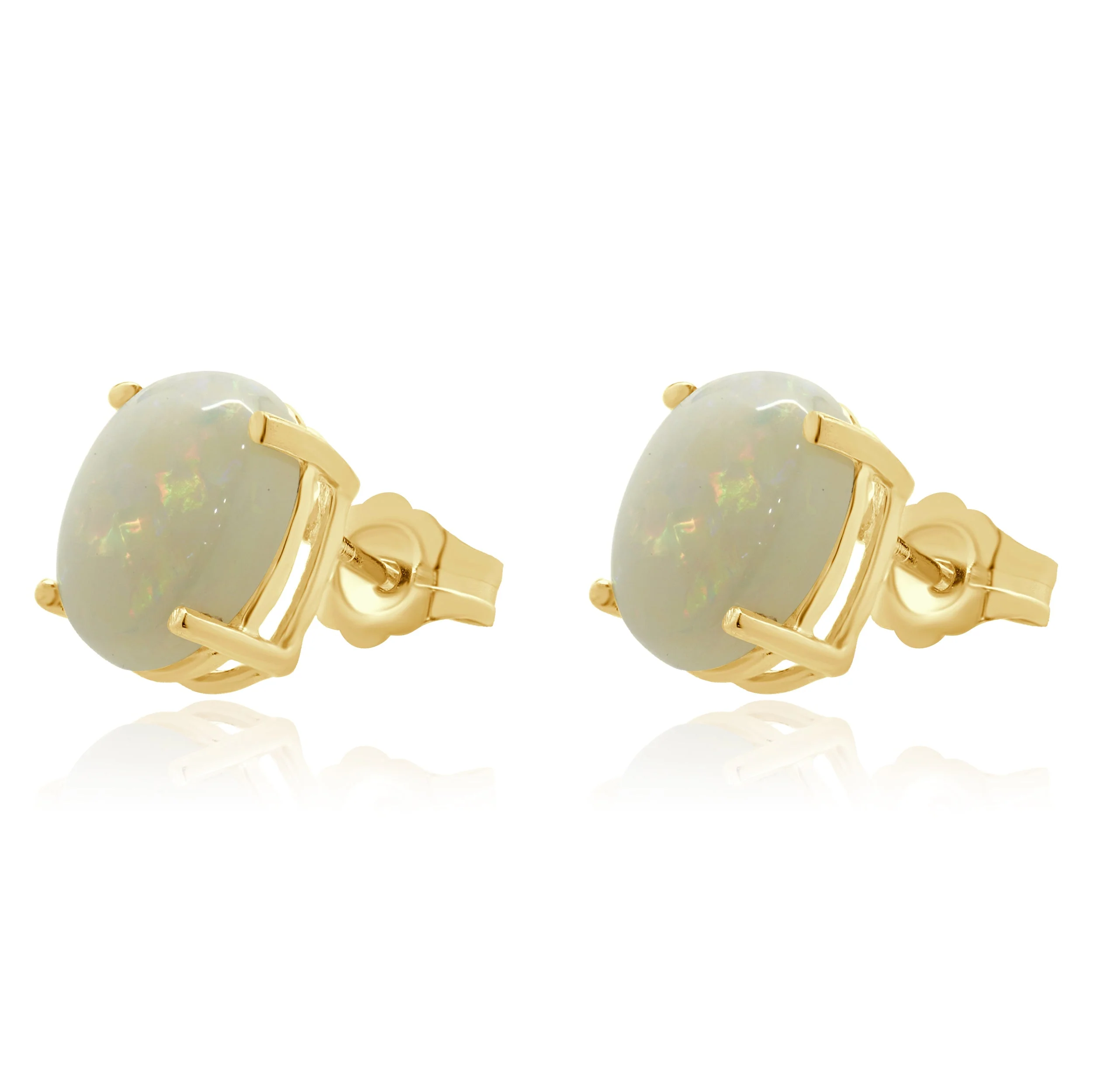 14 Karat Yellow Gold Opal Stud Earrings - Image 2