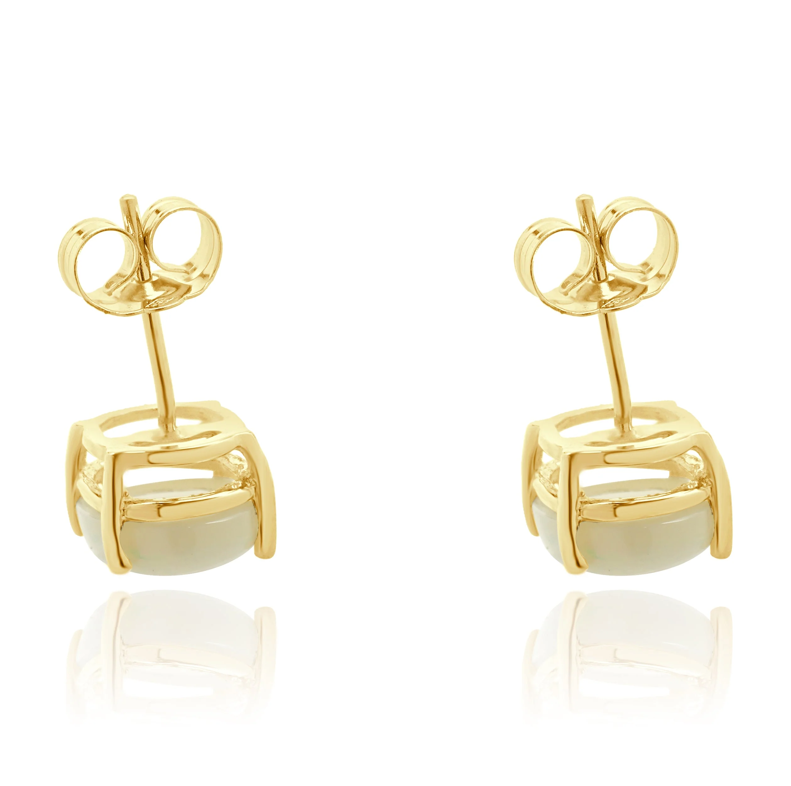 14 Karat Yellow Gold Opal Stud Earrings - Image 4