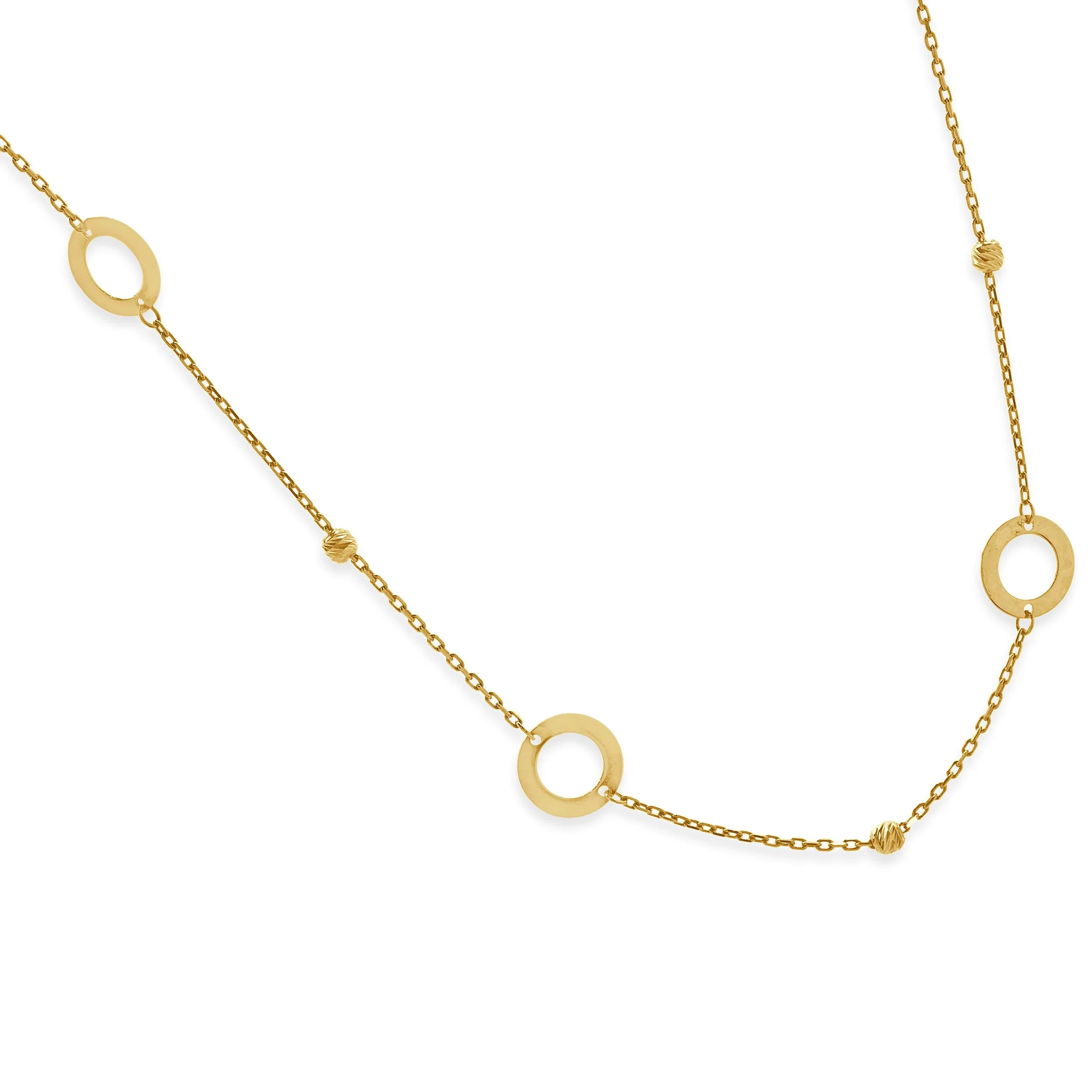 14 Karat Yellow Gold Open Circle Bead Station Necklace - Image 2