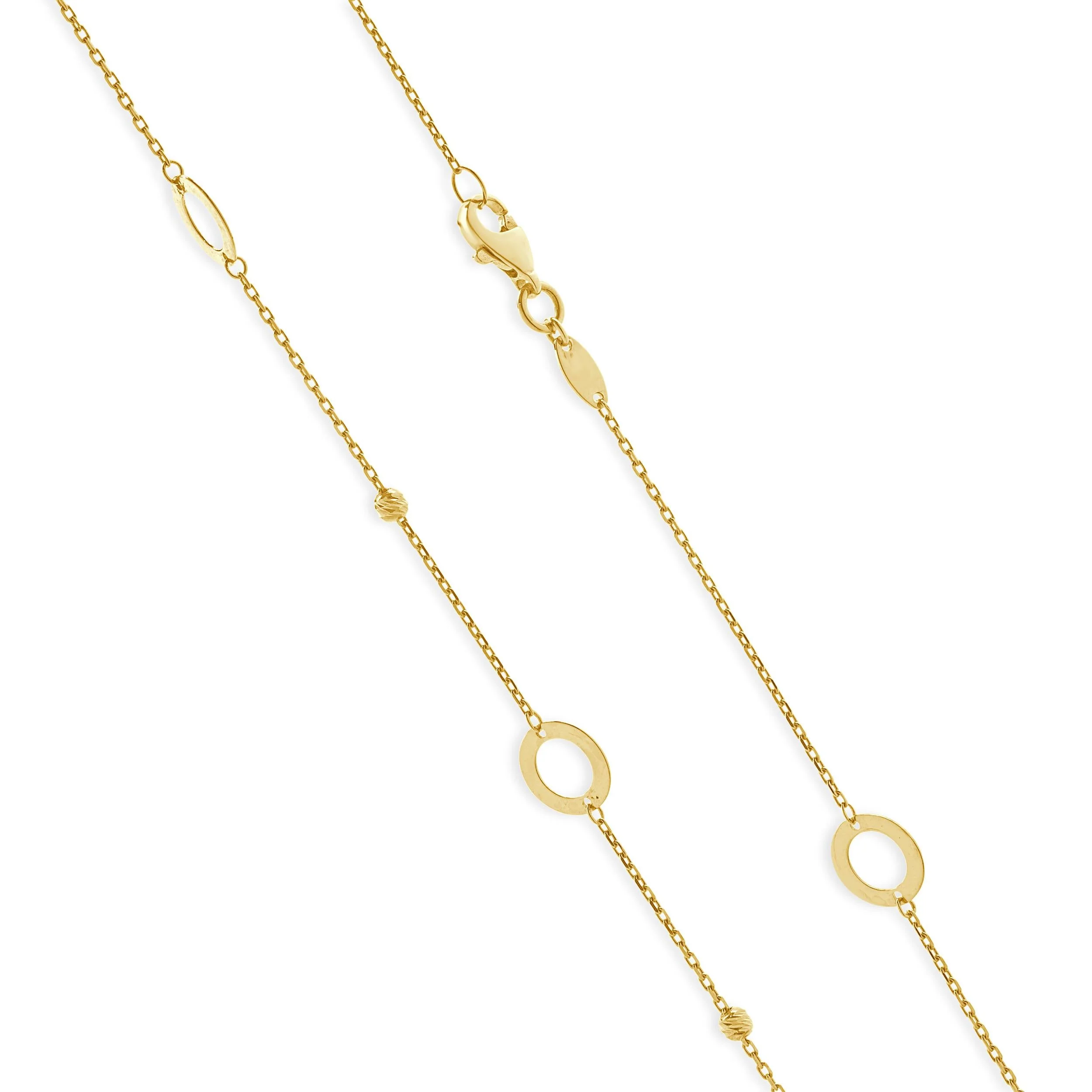 14 Karat Yellow Gold Open Circle Bead Station Necklace - Image 4
