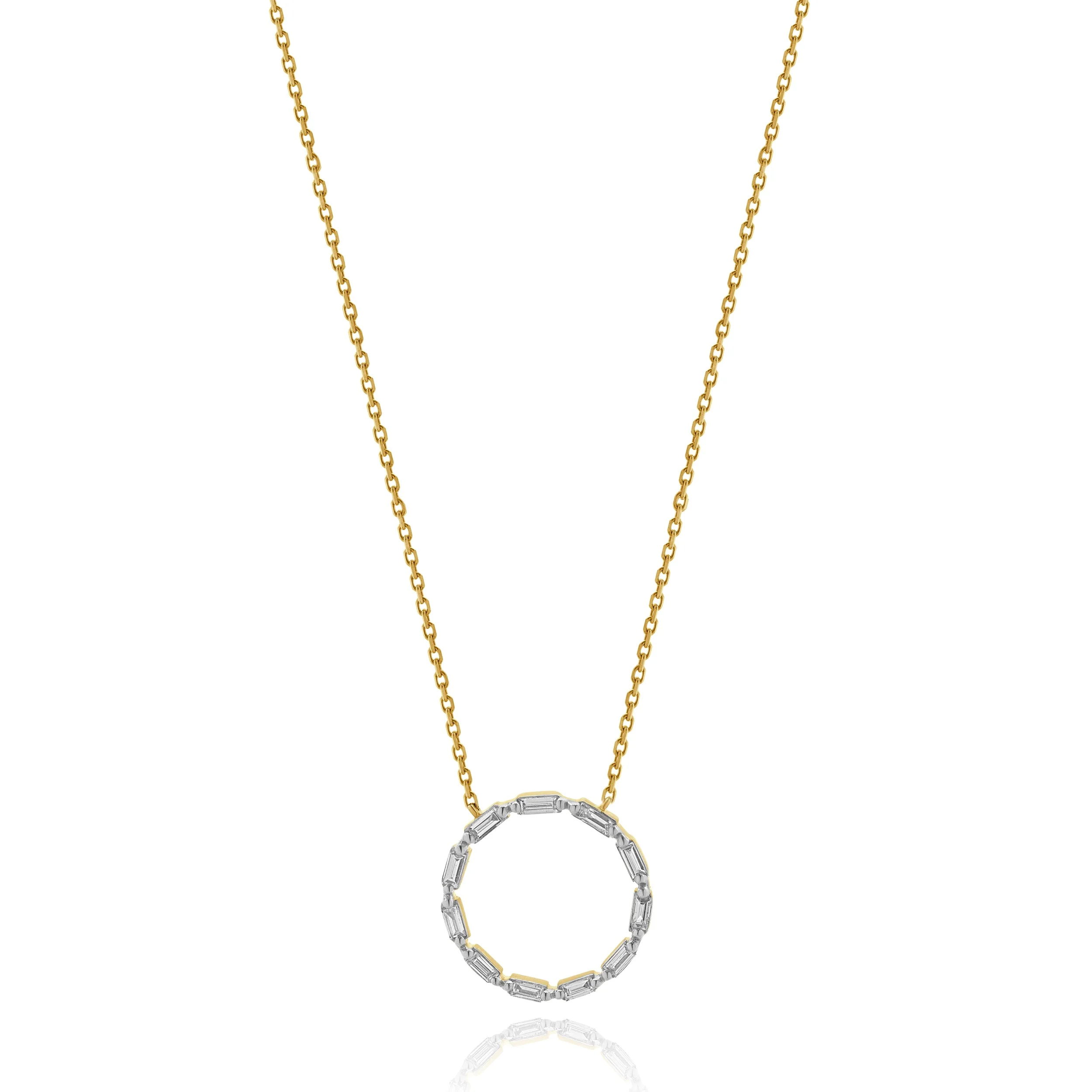 14 Karat Yellow Gold Open Diamond Circle Necklace