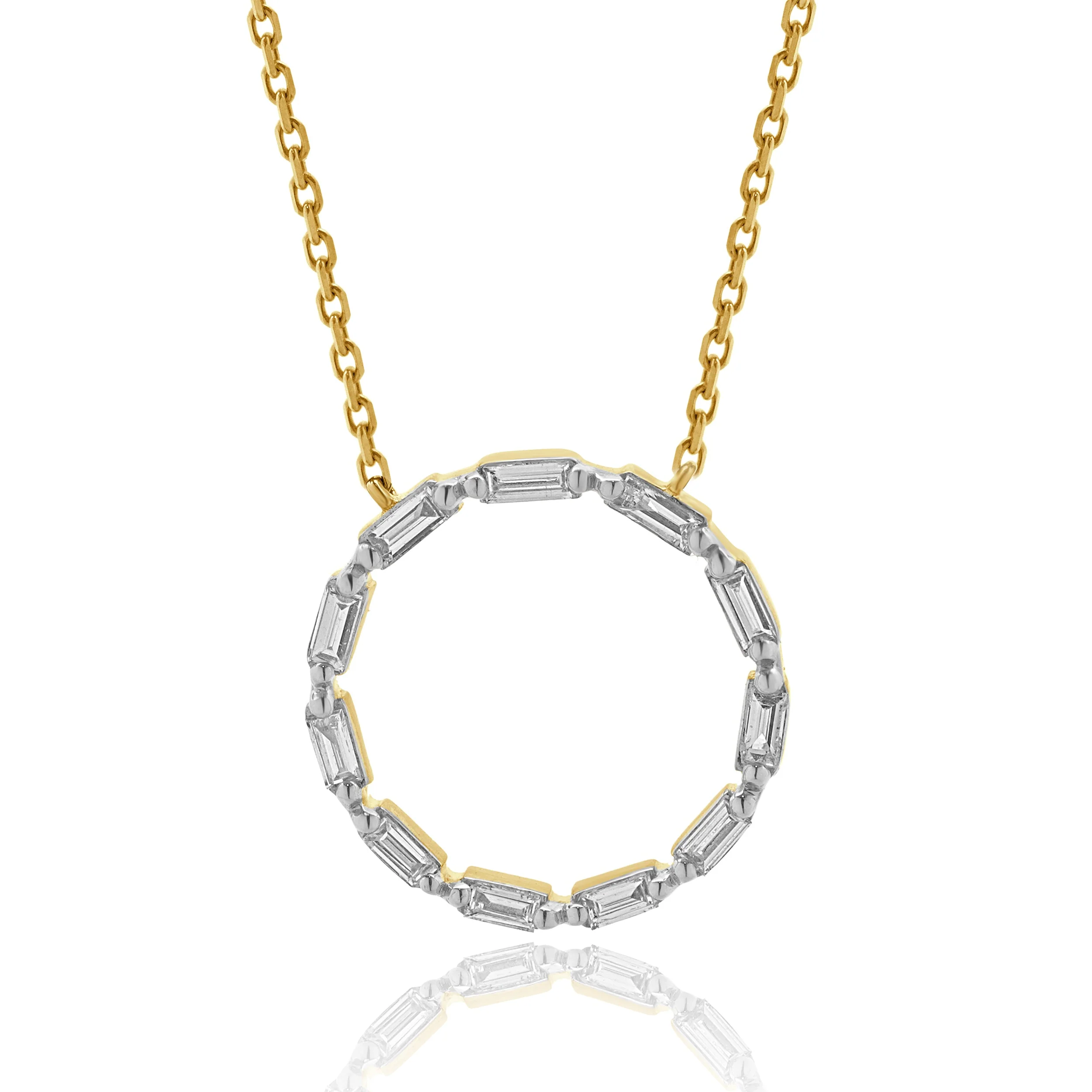 14 Karat Yellow Gold Open Diamond Circle Necklace - Image 2