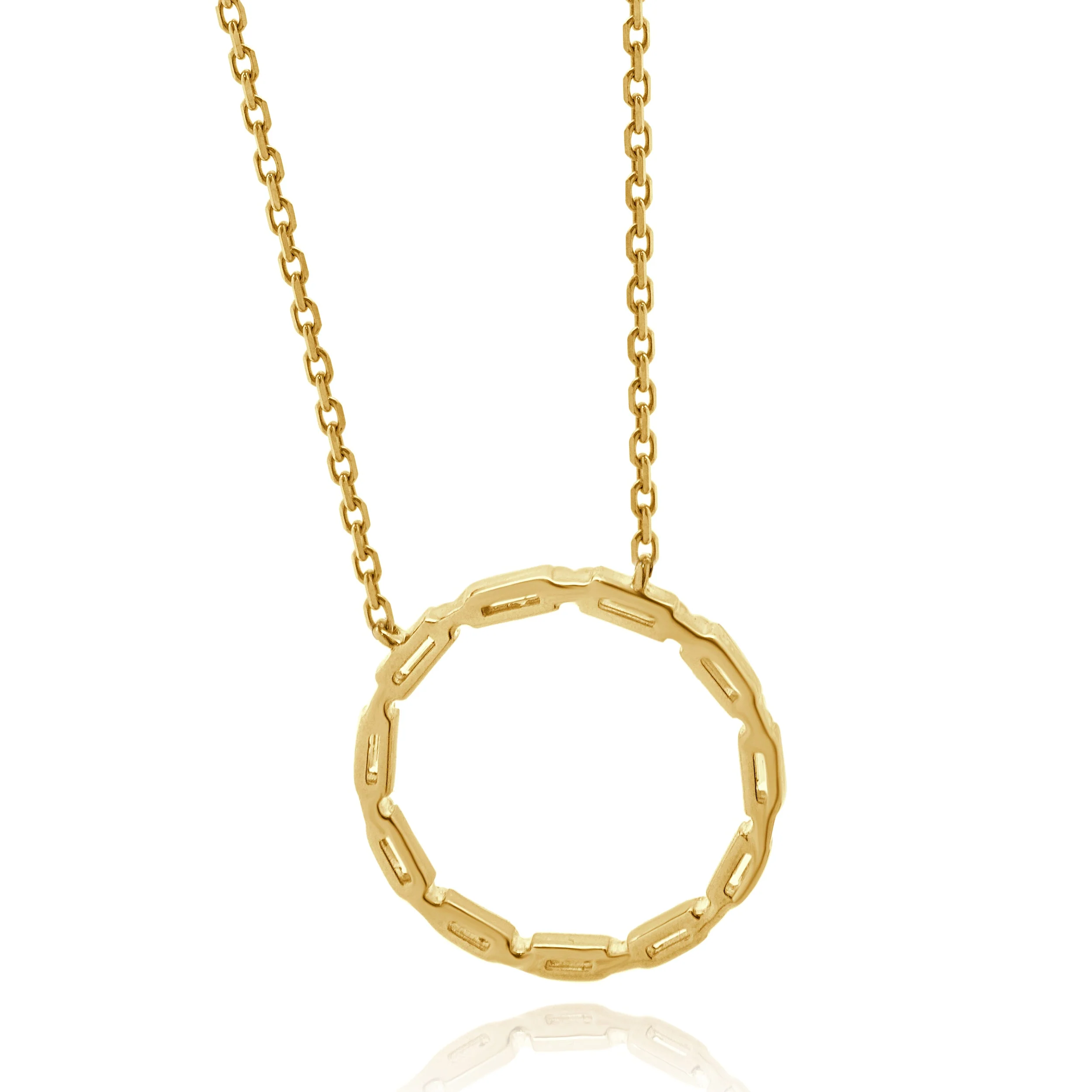 14 Karat Yellow Gold Open Diamond Circle Necklace - Image 3