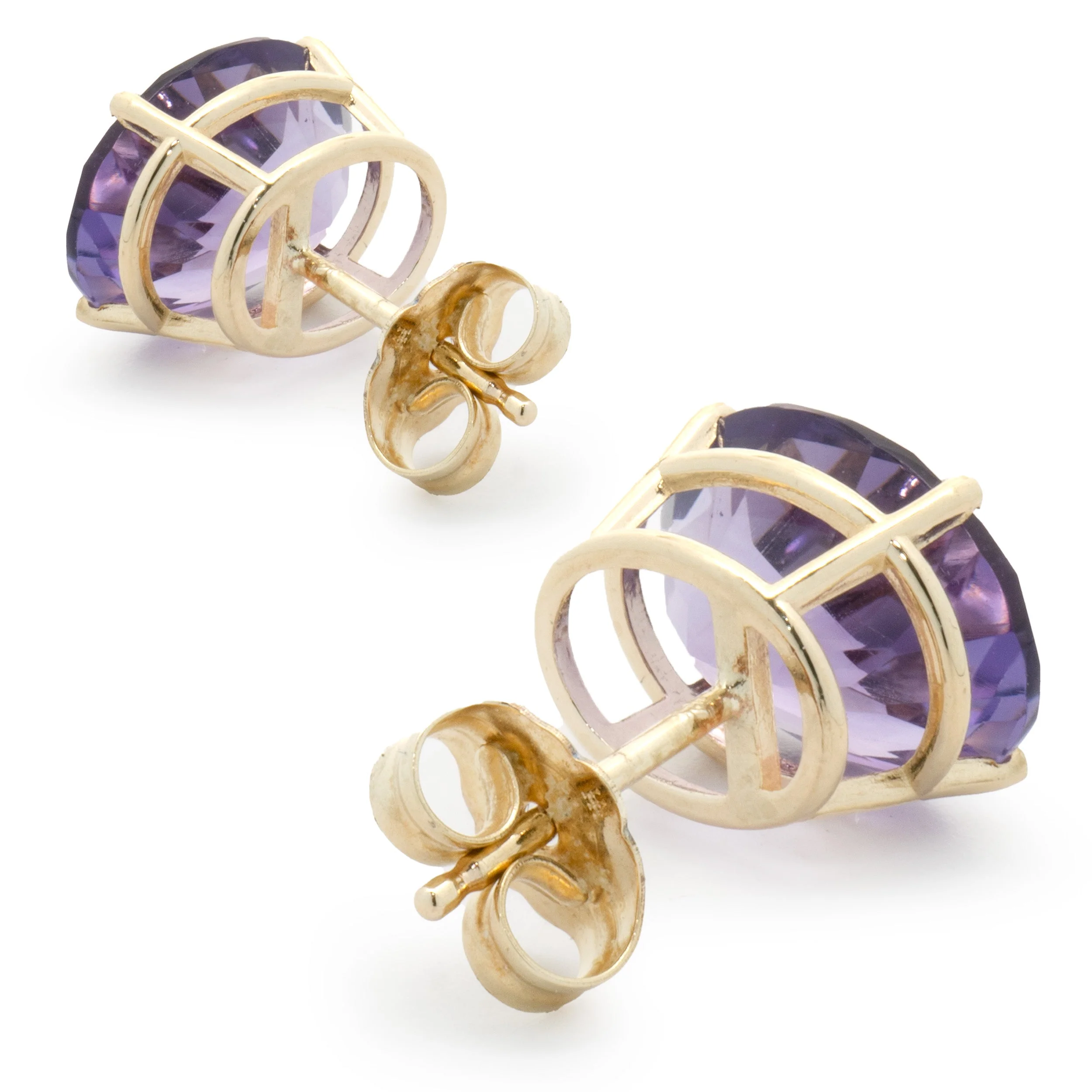 14 Karat Yellow Gold Oval Amethyst Stud Earrings - Image 2