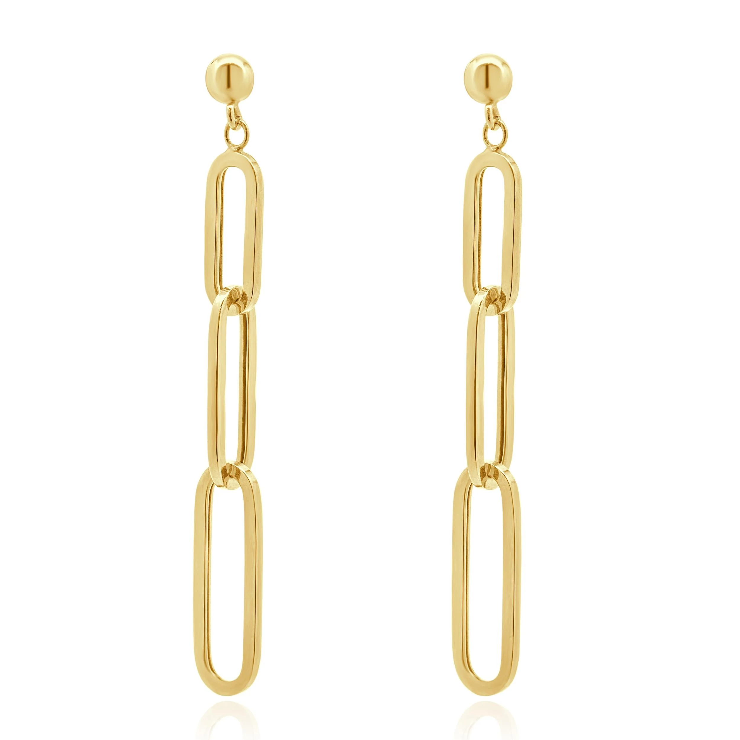 14 Karat Yellow Gold Paperclip Drop Earrings