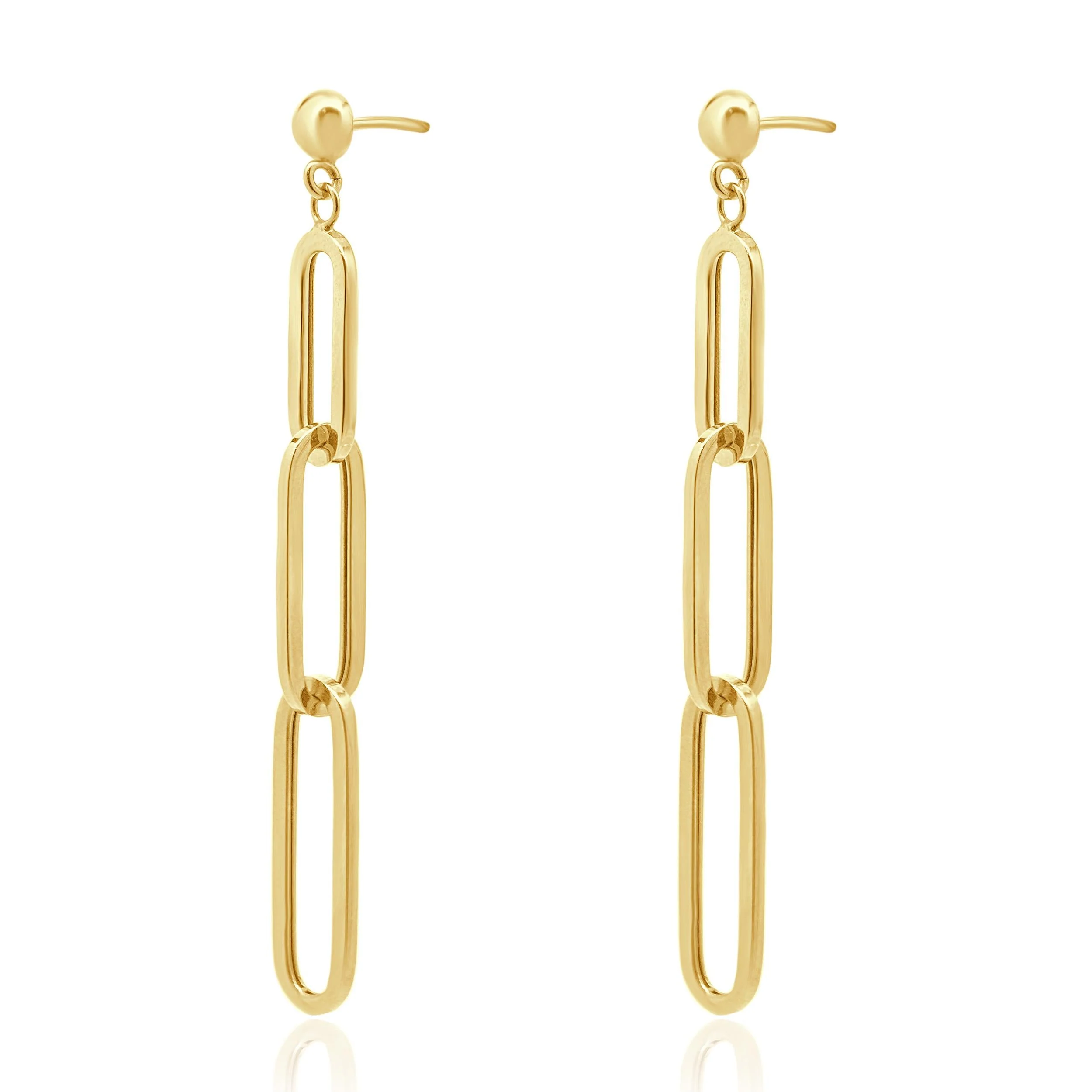 14 Karat Yellow Gold Paperclip Drop Earrings - Image 2
