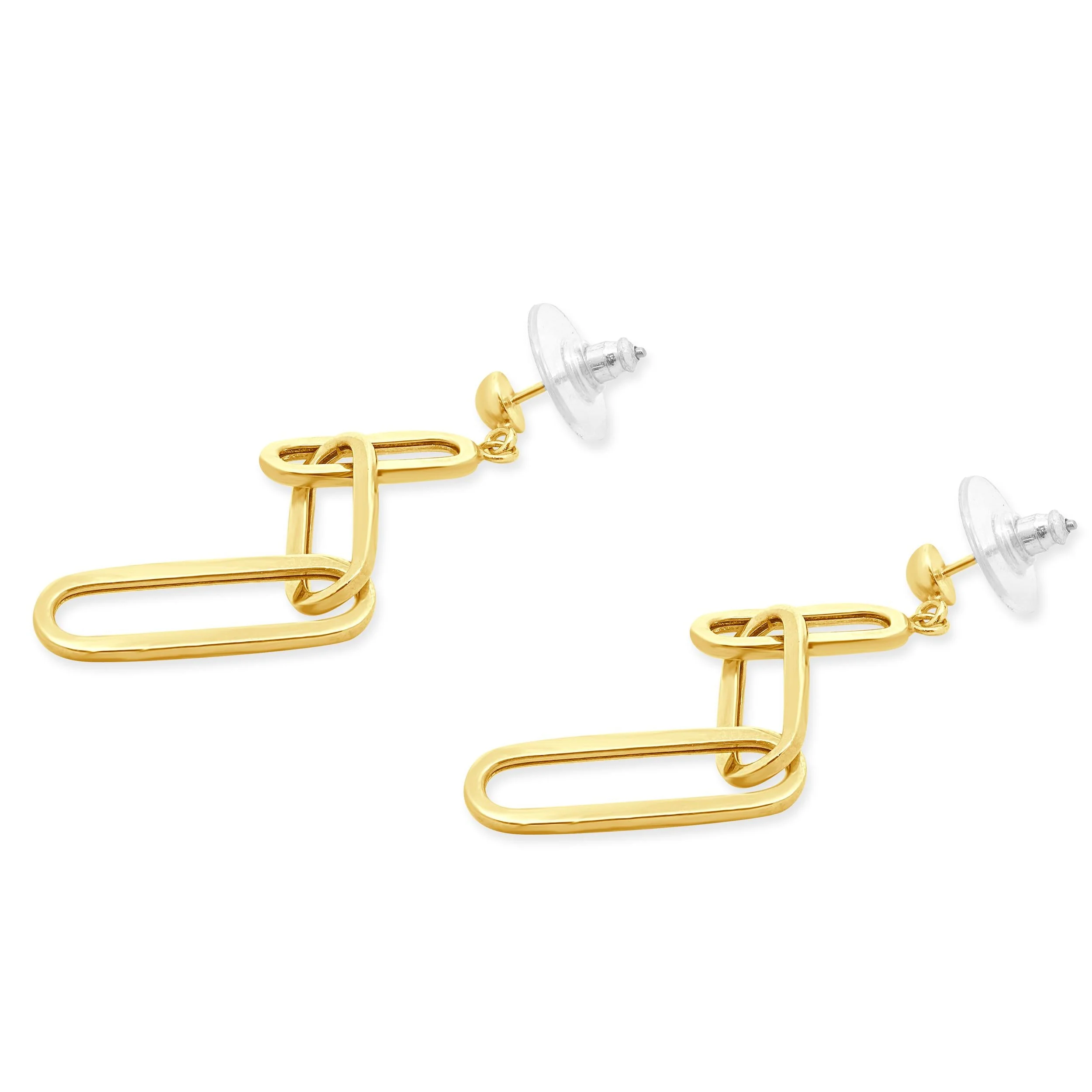 14 Karat Yellow Gold Paperclip Drop Earrings - Image 3