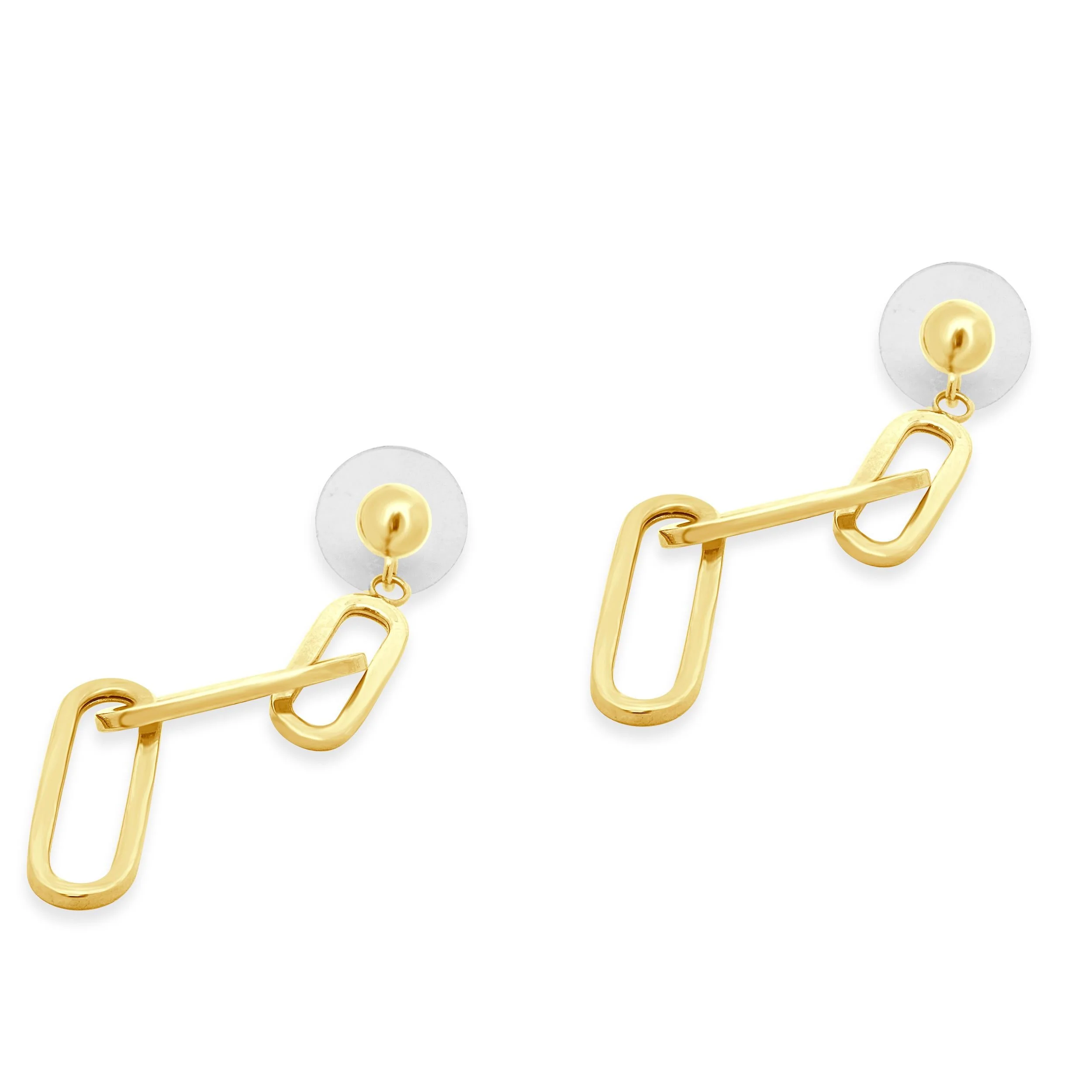 14 Karat Yellow Gold Paperclip Drop Earrings - Image 4