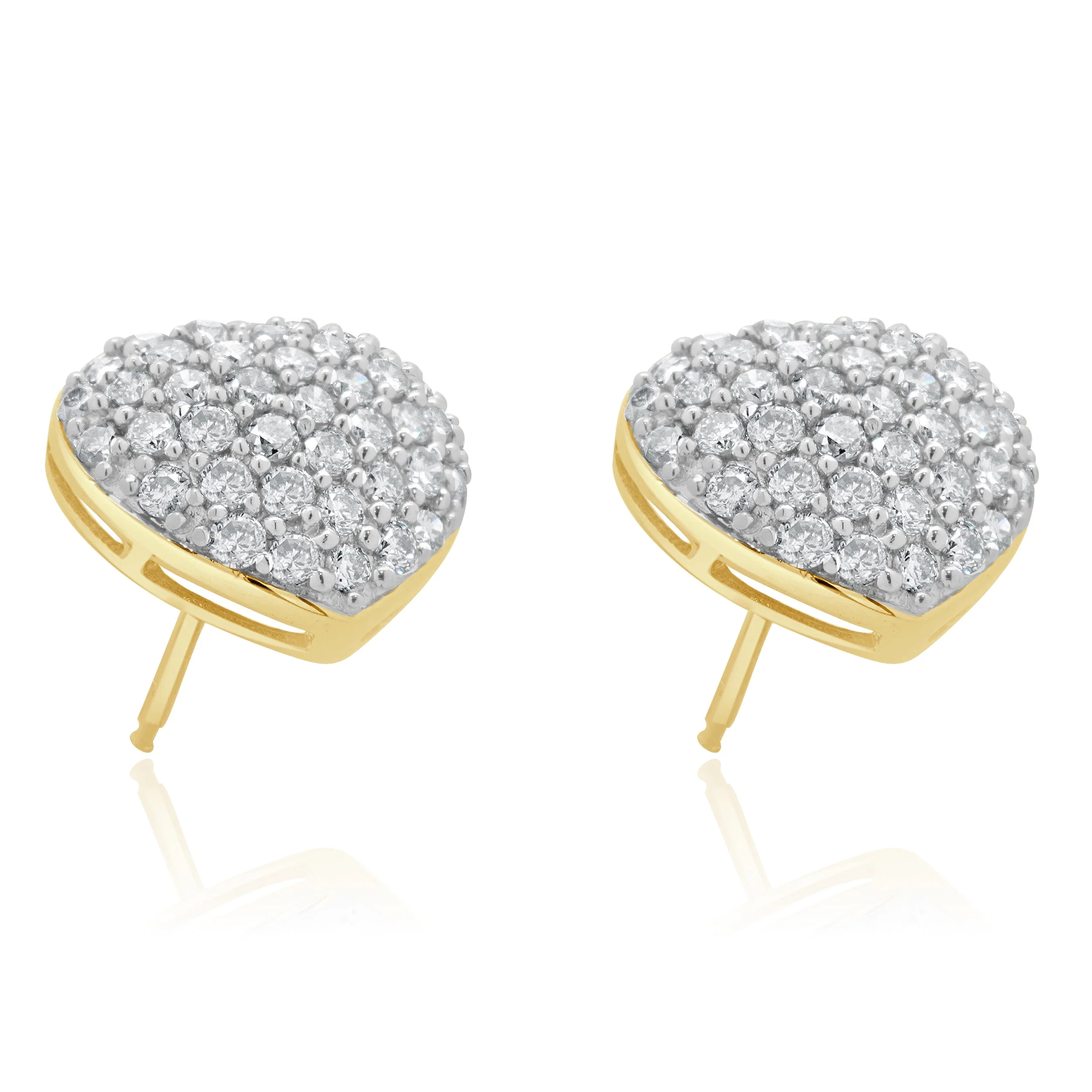14 Karat Yellow Gold Pave Diamond Heart Stud Earrings - Image 2