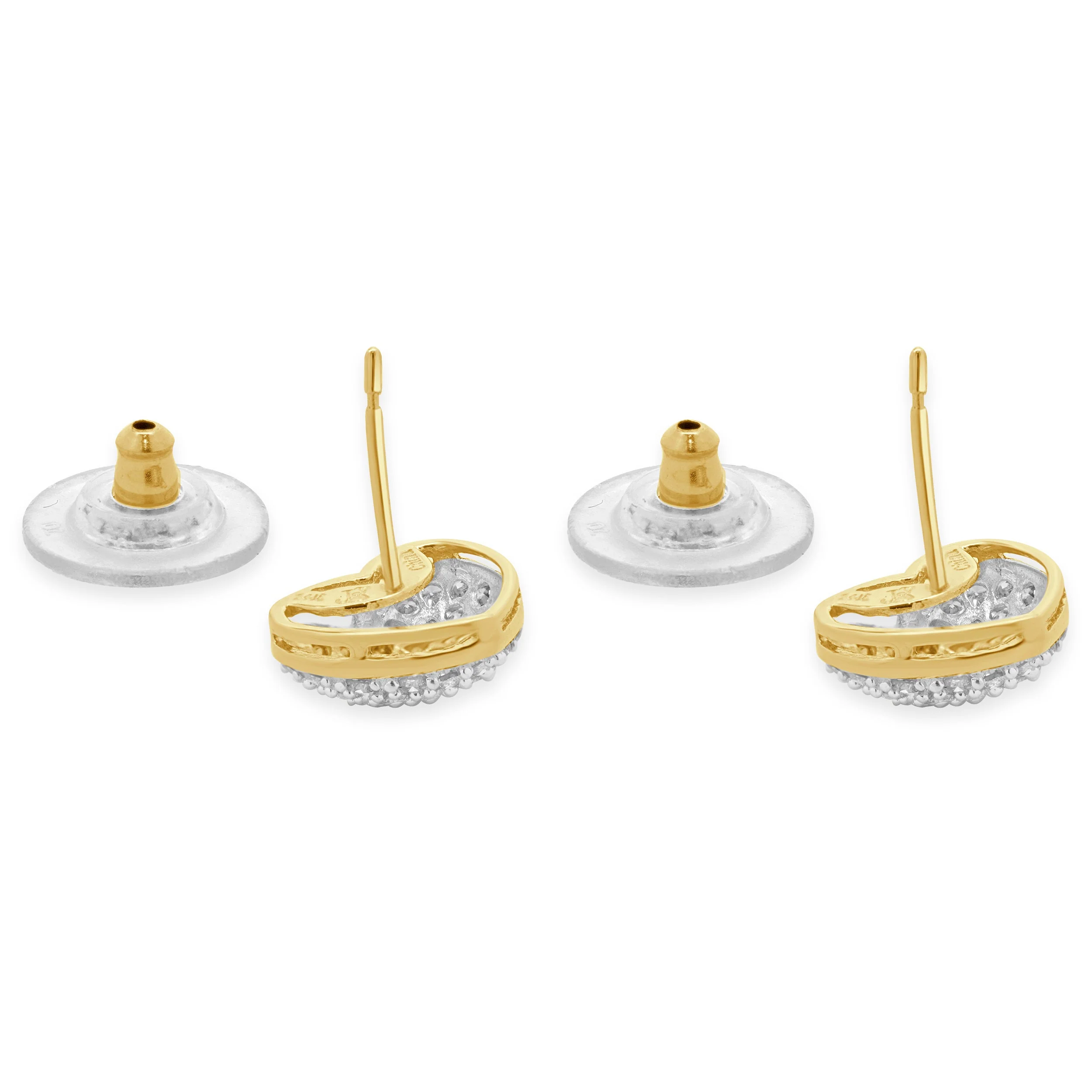 14 Karat Yellow Gold Pave Diamond Heart Stud Earrings - Image 3