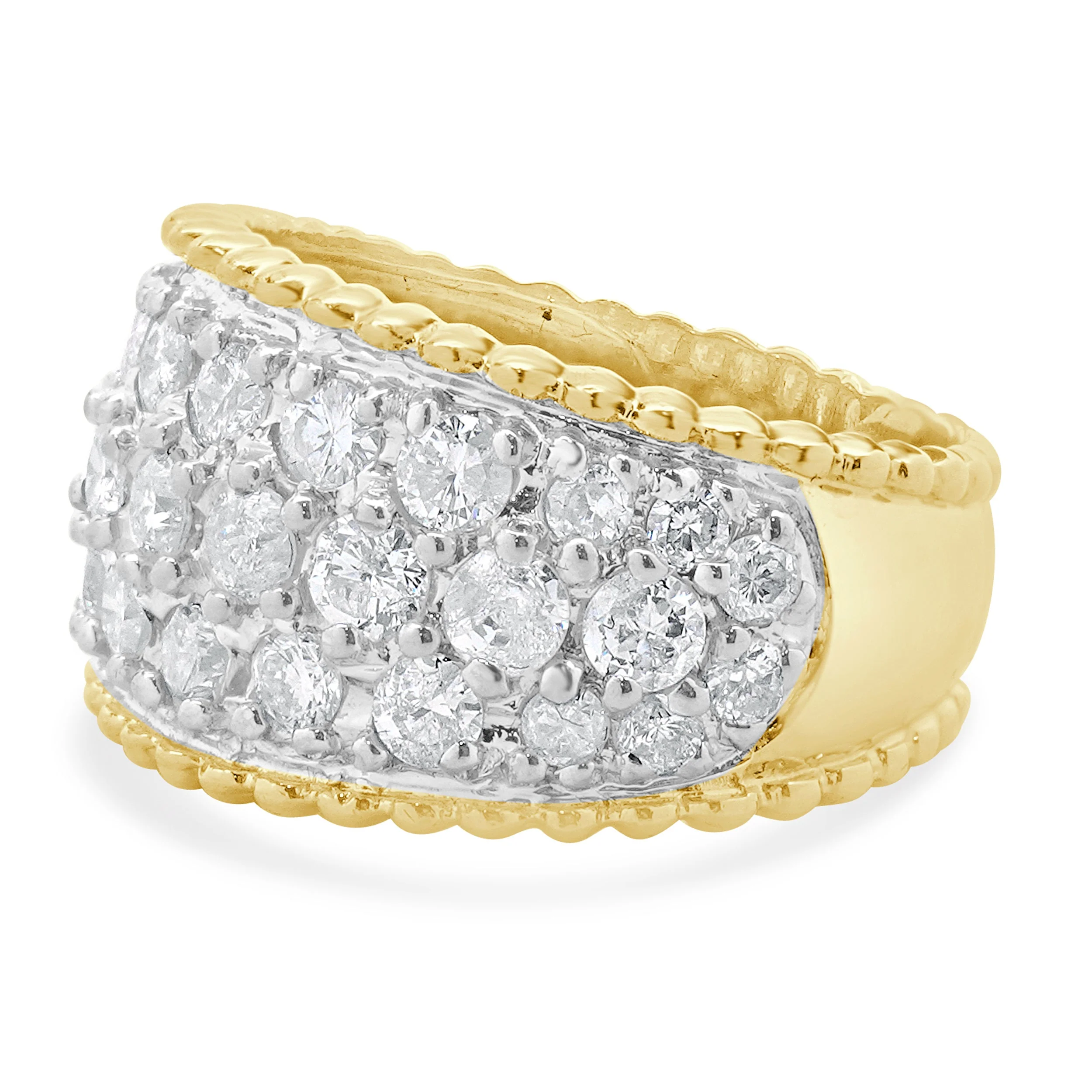 14 Karat Yellow Gold Pave Diamond Scalloped Cigar Band - Image 3