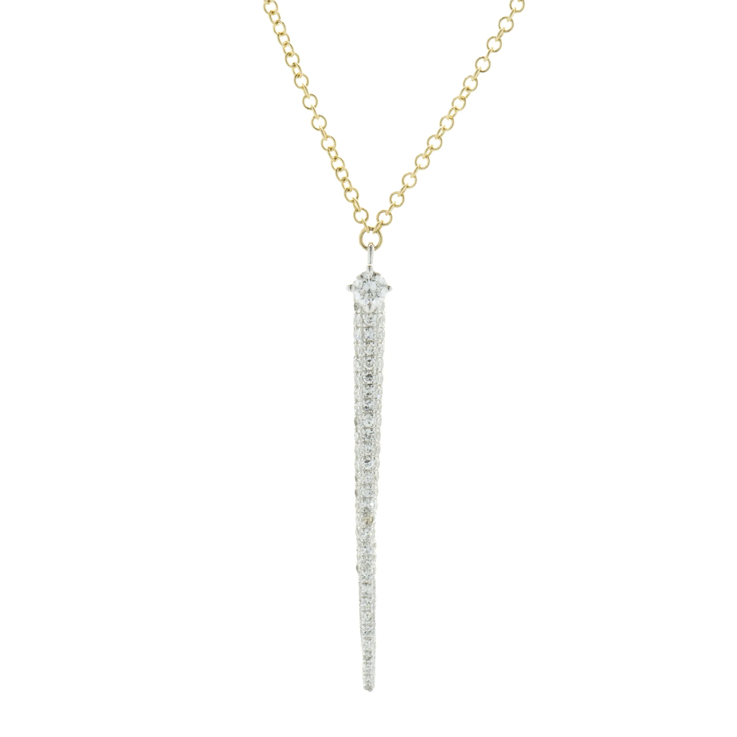 14 Karat Yellow Gold Pave Diamond Spear Necklace - Image 2
