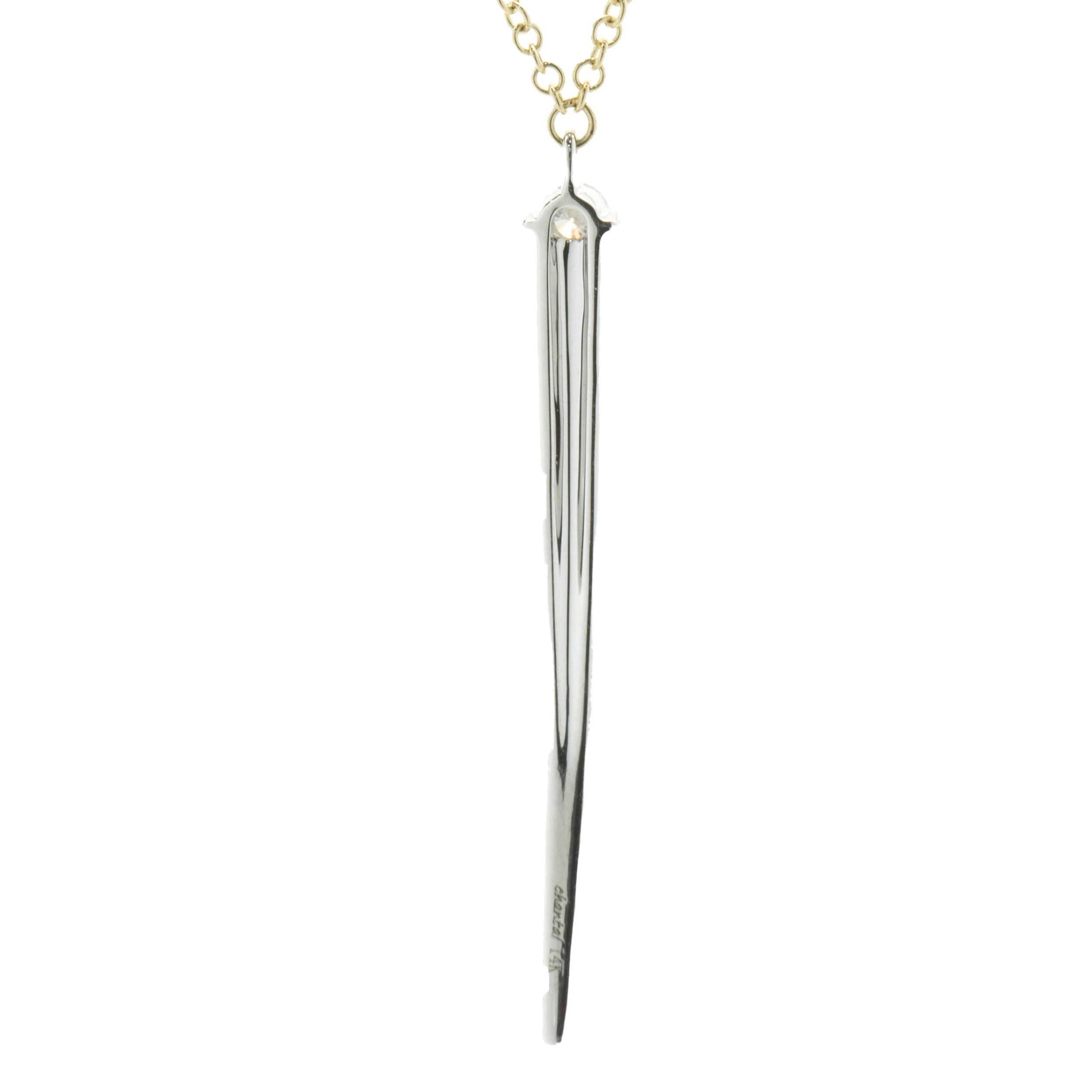 14 Karat Yellow Gold Pave Diamond Spear Necklace - Image 3