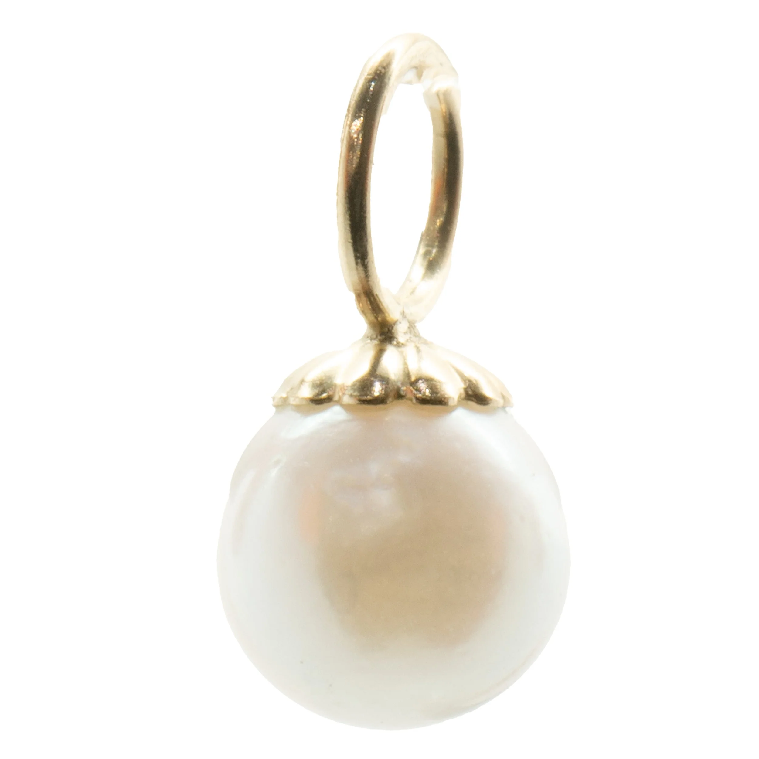 14 Karat Yellow Gold Pearl Earring Charms - Image 2
