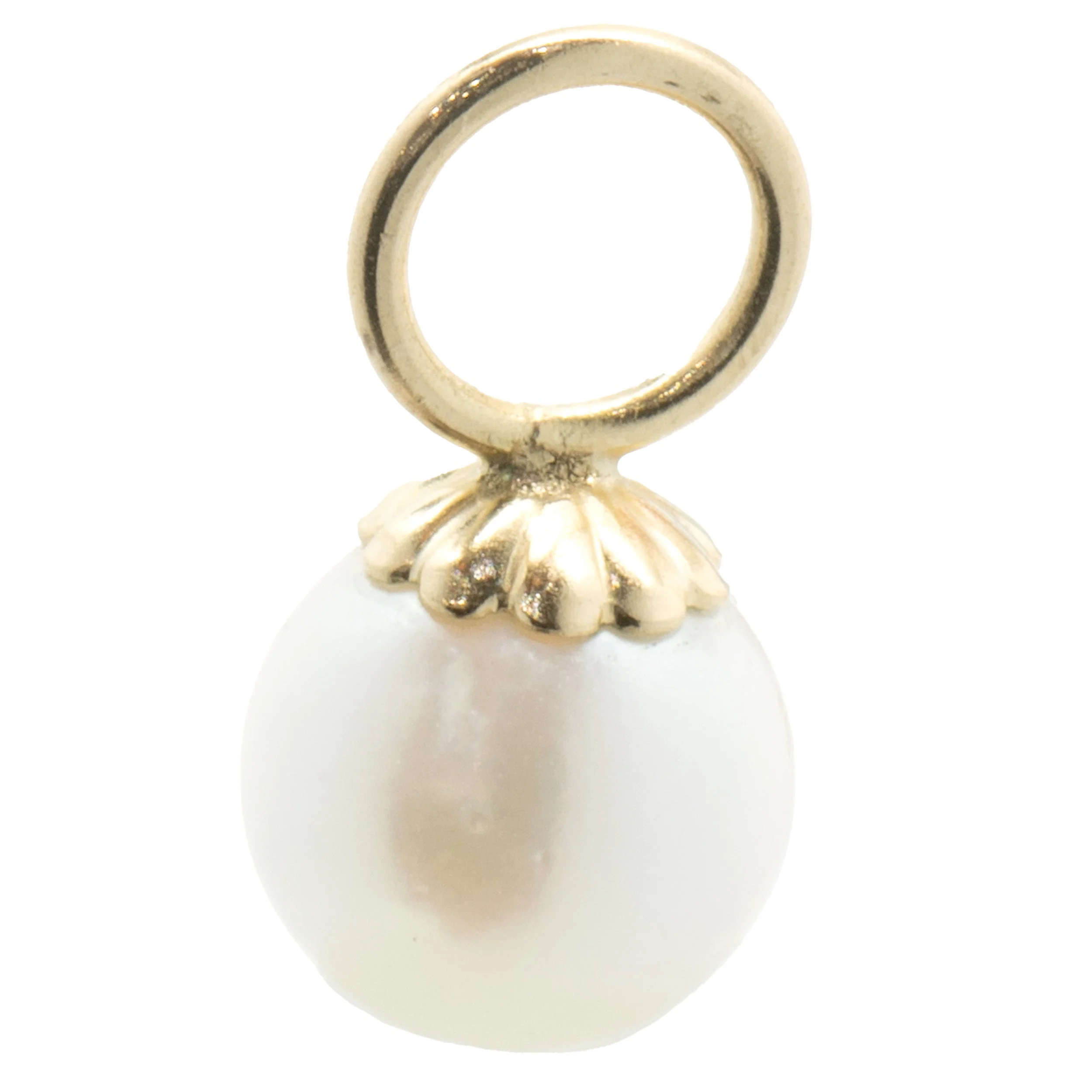 14 Karat Yellow Gold Pearl Earring Charms - Image 3