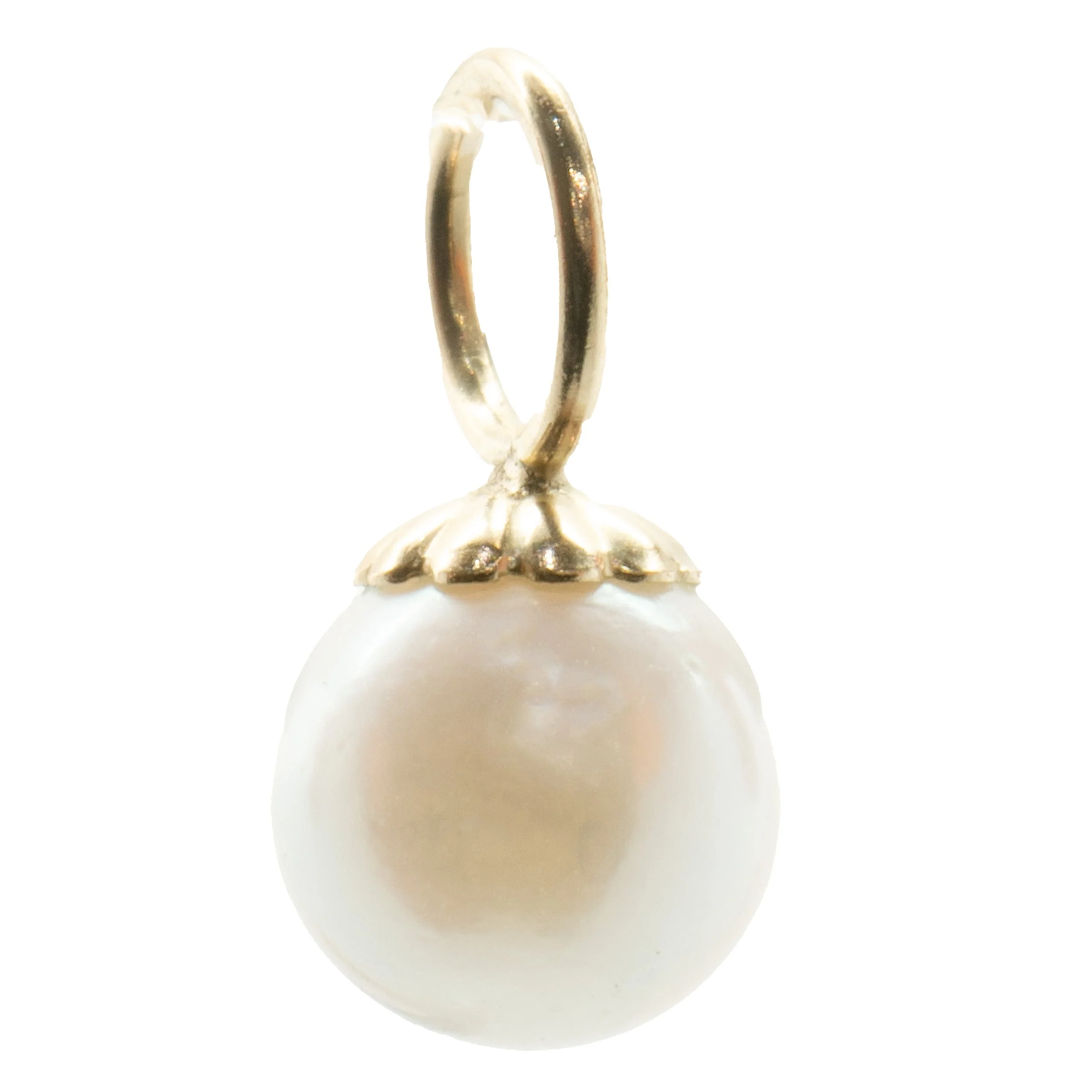 14 Karat Yellow Gold Pearl Earring Charms - Image 4